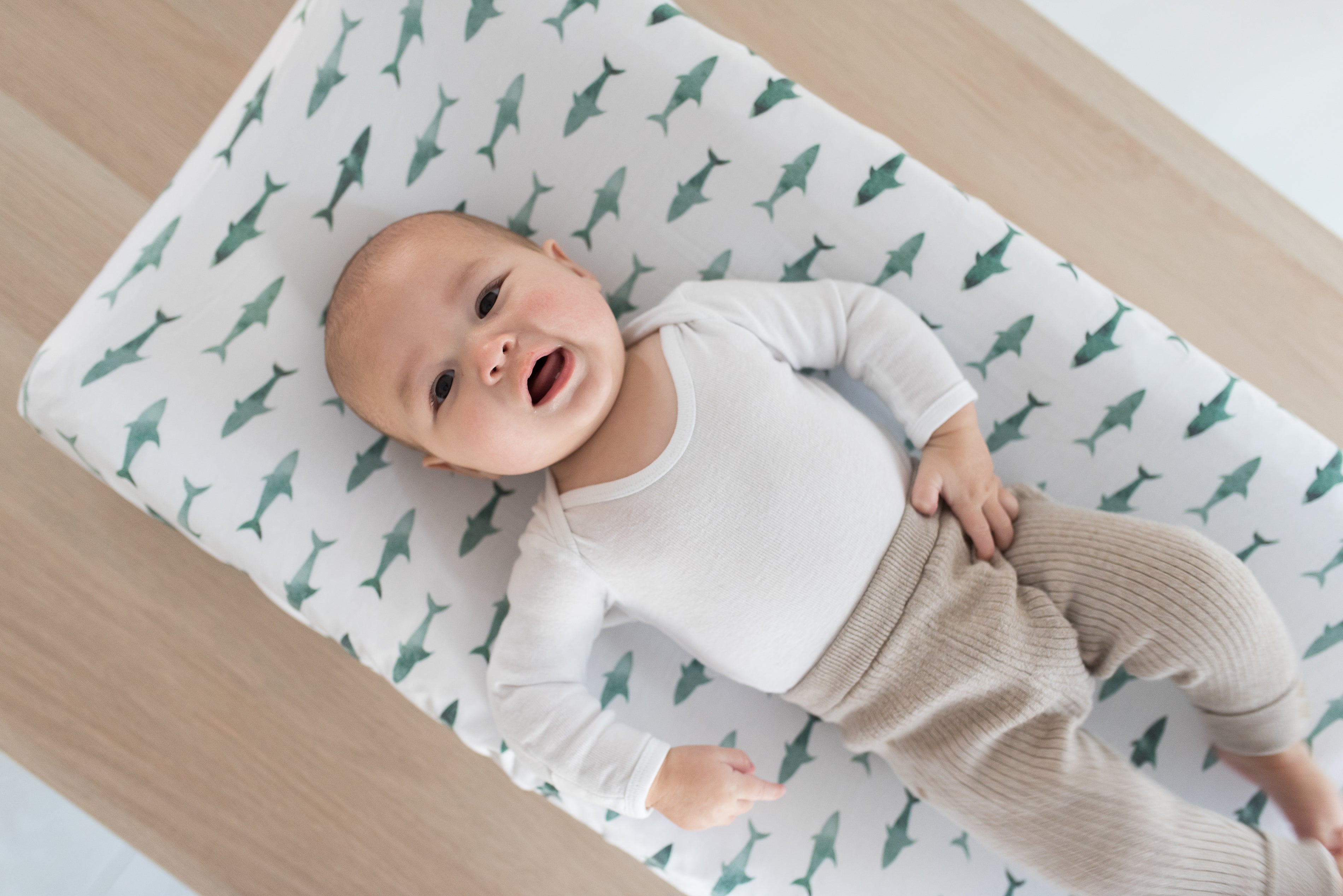 Premium Organic Cotton Knit Diaper Changing Pad Cover - Soft, Breathable & Waterproof - Perfect for Nursery, Daycare & Travel - Pacific Blue