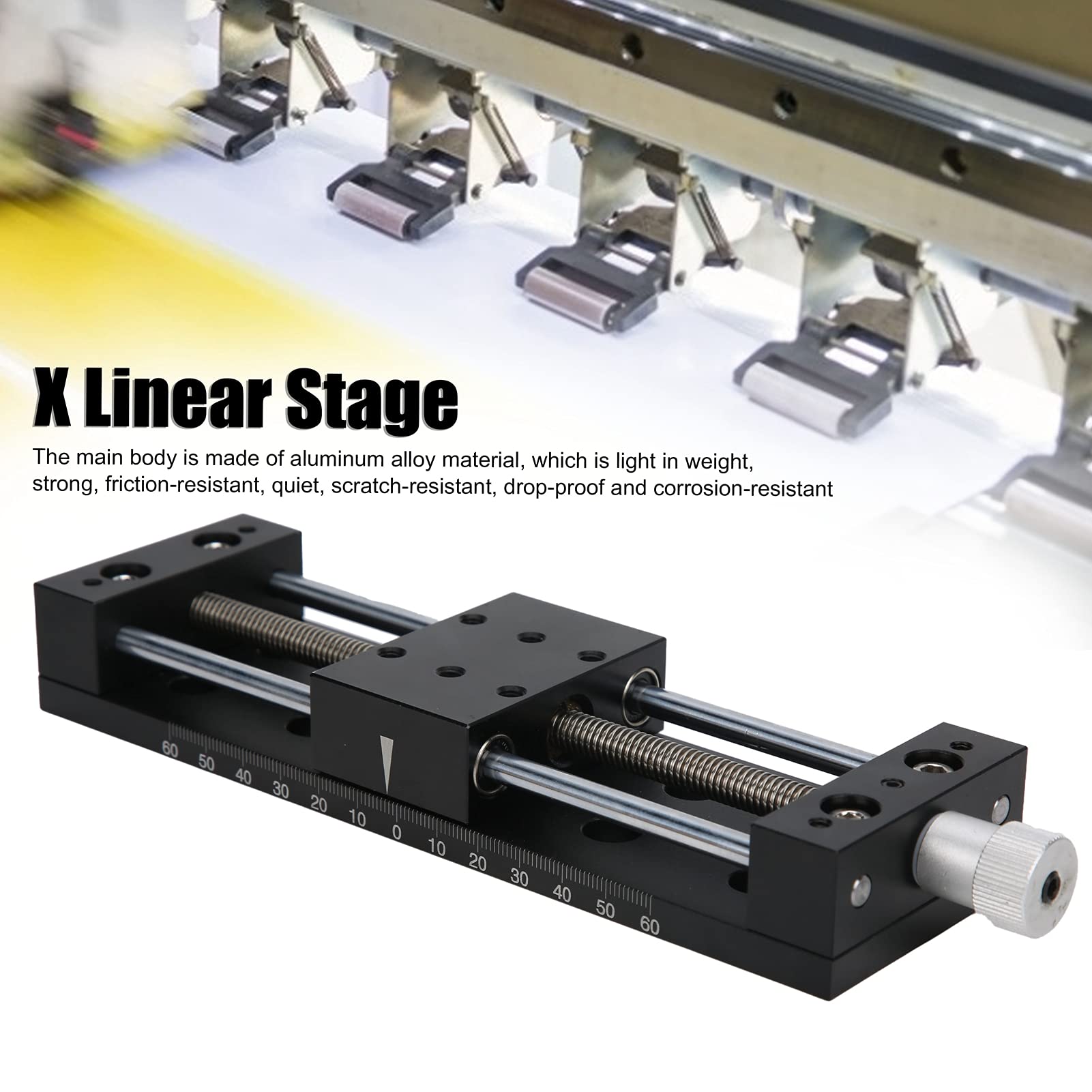 Precision Linear Sliding Table - Manual Friction-Resistant Micro-Adjustment Stage for Lab Equipment & Measuring Devices | Perfect for Microscopy, Laser Alignment & Industrial Measurement Applications