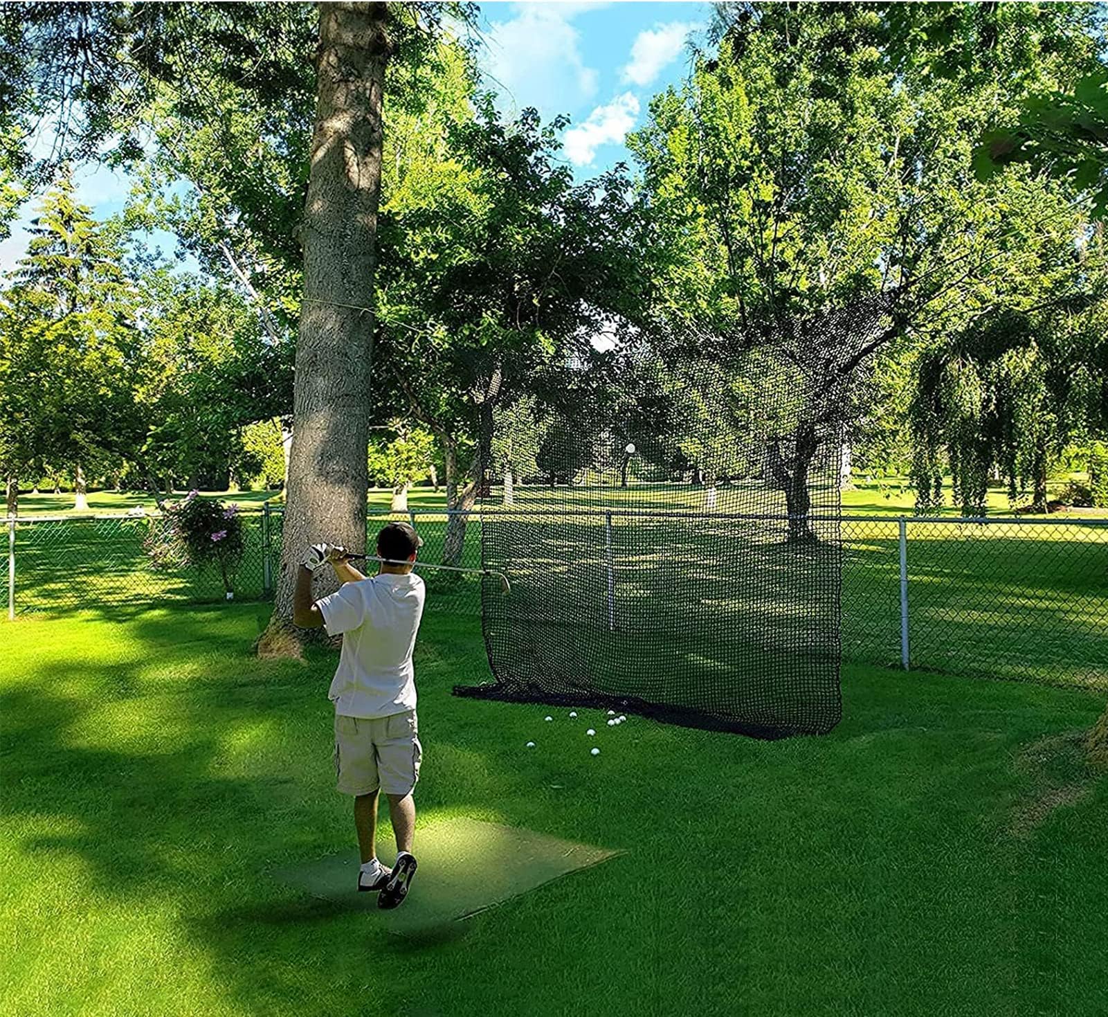 **Aoneky Heavy Duty HDPE Twisted Golf Practice Barrier Net - High Impact Golf Ball Hitting & Containment Netting for Driving Range, Backyard & Indoor Training**    *(Perfect for Golf Enthusiasts, Driving Practice, Backyard Training & Indoor Golf Sessions)*