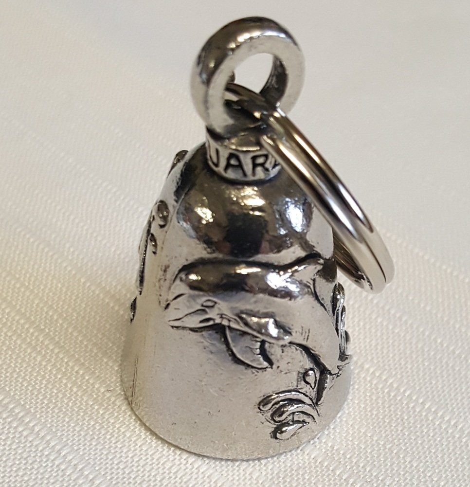 Guardian Bell Pewter Dolphin - Handcrafted in USA | Motorcycle & Travel Protection Charm for Good Luck & Safety