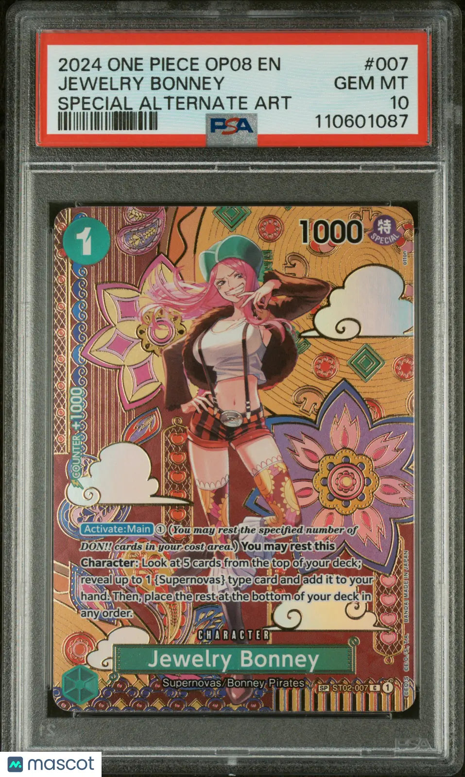 2024 One Piece OPO8 Jewelry Bonney Special Alternate Art PSA 10 #007 - Rare Collectible Trading Card for Anime Fans & Card Game Enthusiasts - Perfect for Display, Gaming & Investment