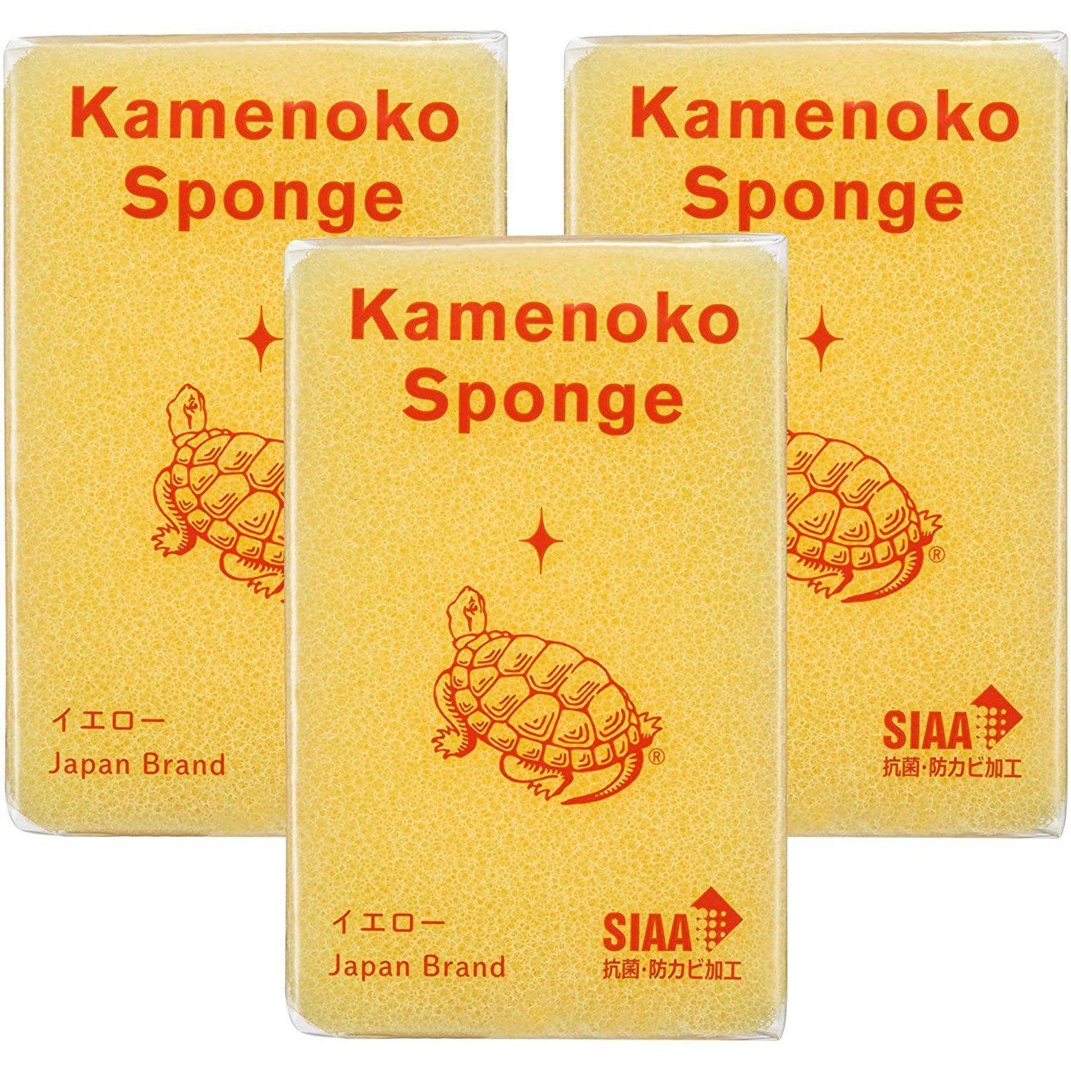 Kamenoko Kitchen Sponge - Pack of 3, Yellow - Durable Scrub Sponges for Dishes, Pots & Pans - Perfect for Daily Kitchen Cleaning
