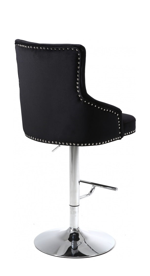360° Swivel Bar Stool with Adjustable Height - Velvet Upholstered Seat & Chrome Metal Frame - Perfect for Kitchen Islands, Home Bars, and Breakfast Nooks