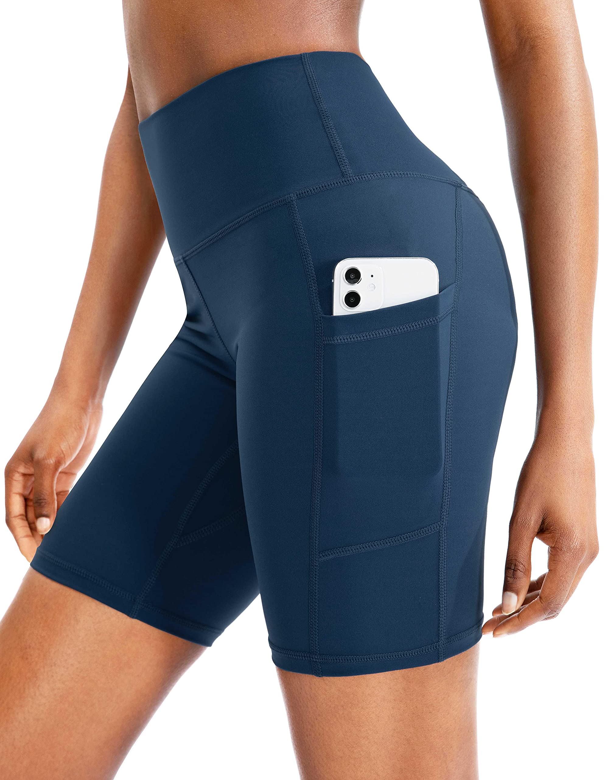High Waist Yoga Shorts for Women with Side Pockets - Tummy Control Workout Shorts 8