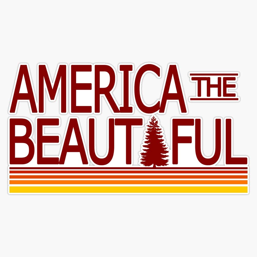 America The Beautiful Vinyl Bumper Sticker - Waterproof 5 Inch Decal for Cars, Trucks & Laptops - Patriotic US Flag Design for Outdoor Use