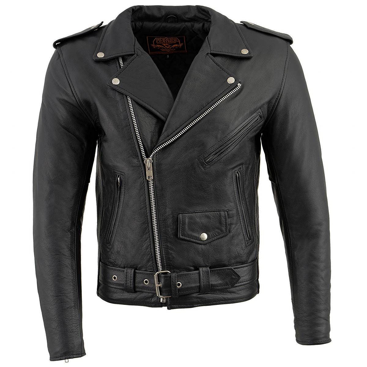 Premium Milwaukee Leather Men's Motorcycle Jacket - Classic Black MC Style Rider Jacket for Harley, Cruiser & Street Bikes - Durable & Comfortable for Riding, Commuting & Outdoor Adventures