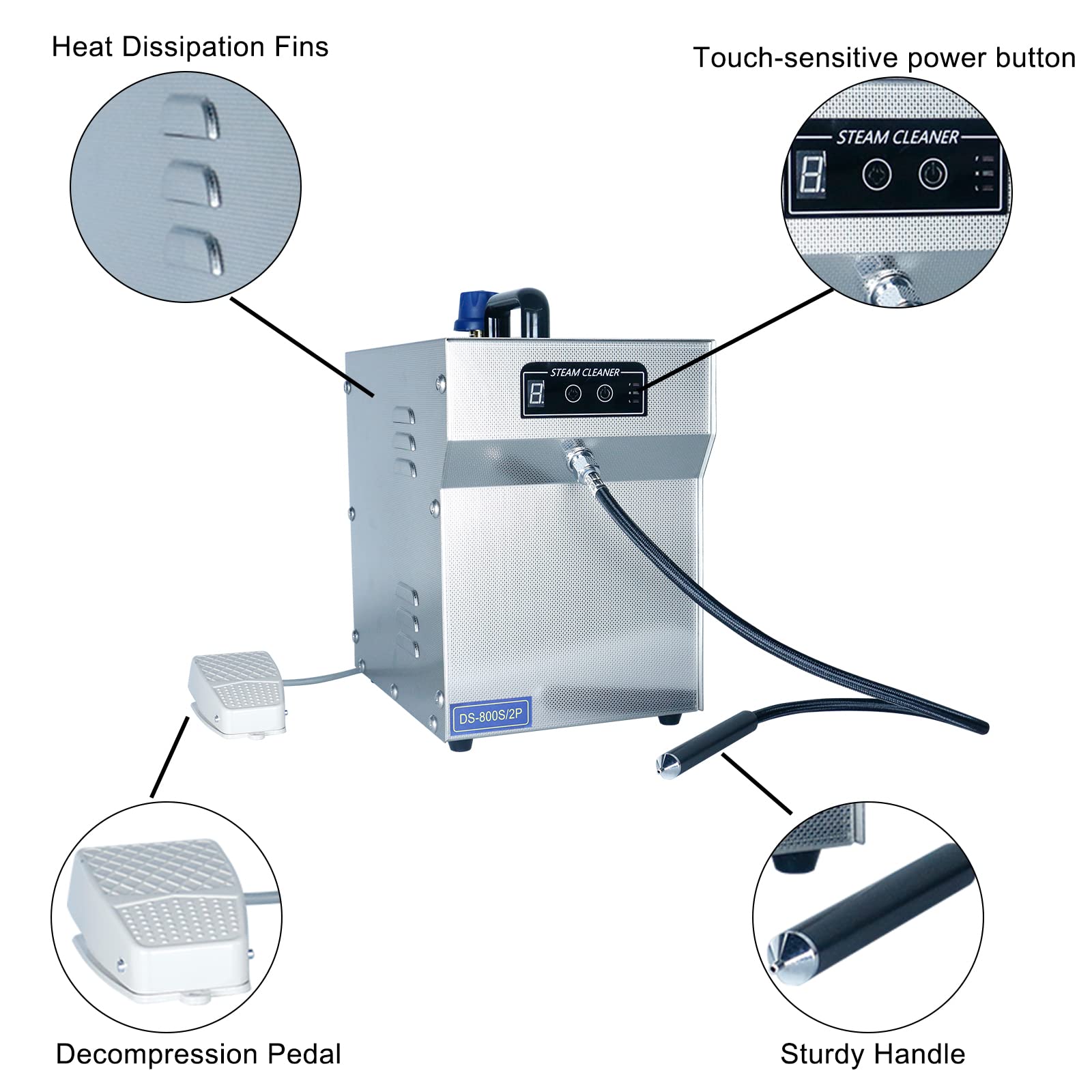 Professional Jewelry Steam Cleaner Machine - 2L Stainless Steel High Pressure Steamer for Silver, Gold & Jewelry Cleaning | Commercial Grade Adjustable Vapor Equipment | Perfect for Jewelry Stores, Studios & Home Use