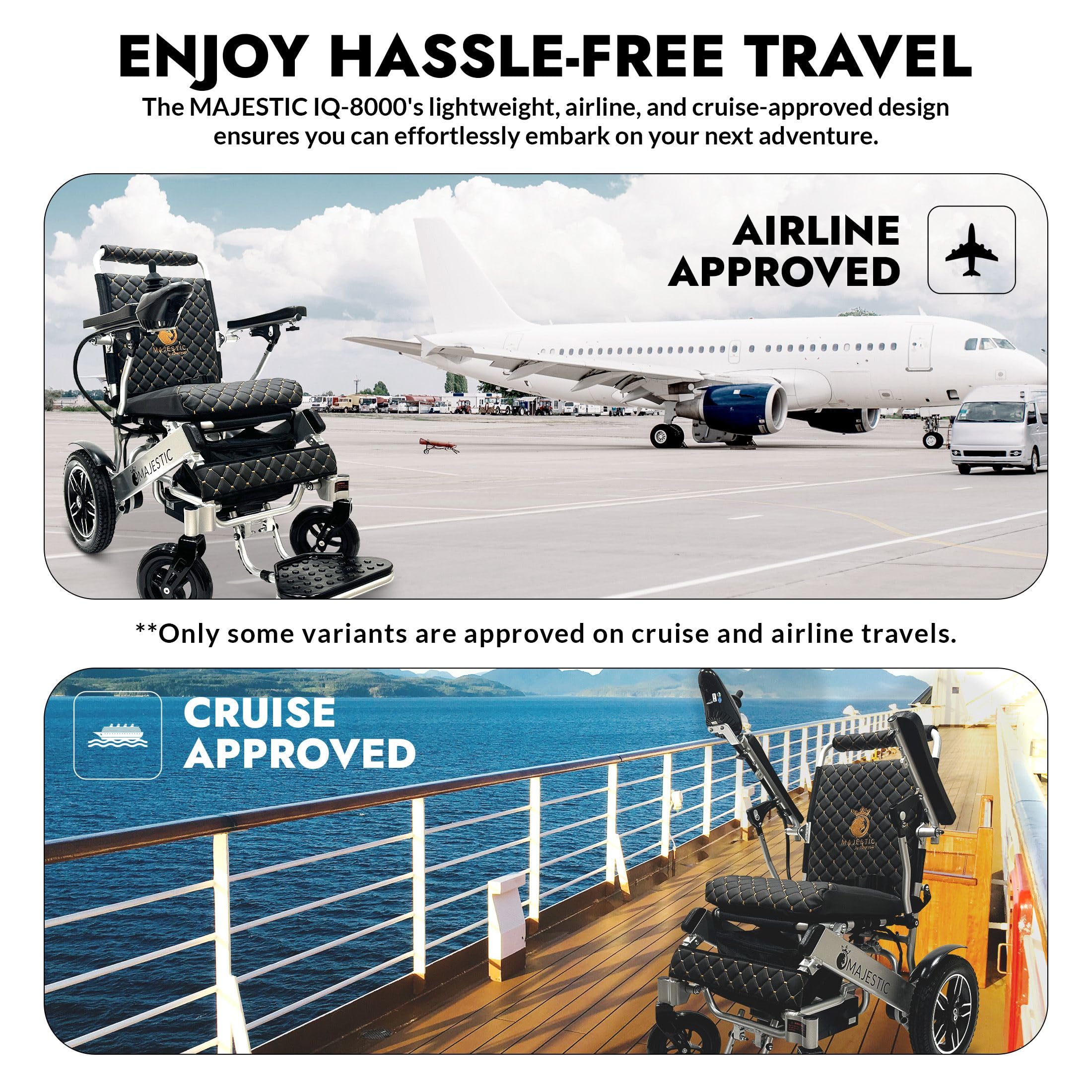 Majestic Electric Wheelchairs for Adults - Foldable Lightweight Power Chair for Seniors & Disabled | Portable Motorized Wheelchair with Durable Ultra-Light Frame | Ideal for Indoor/Outdoor Use, Travel & Daily Mobility