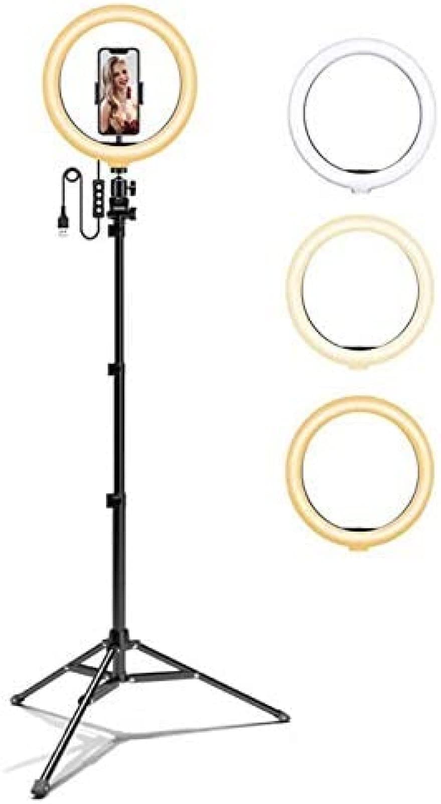 KRASS 12 Inch Selfie Ring Light with Tripod Stand & Phone Holder - Dimmable LED Ring Light with 3 Color Modes & 10 Brightness Levels - Perfect for YouTube Videos, TikTok Live Streaming, Vlogging, Makeup, Photography & Content Creation