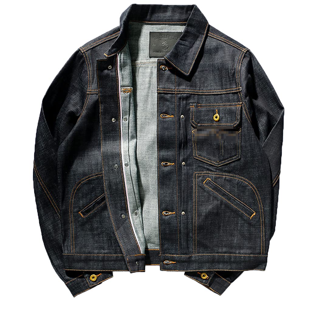 Vintage Japanese Retro Washed Denim Jacket for Men - Classic Motorcycle Biker Cargo Coat | Casual Streetwear & Outdoor Riding Fashion