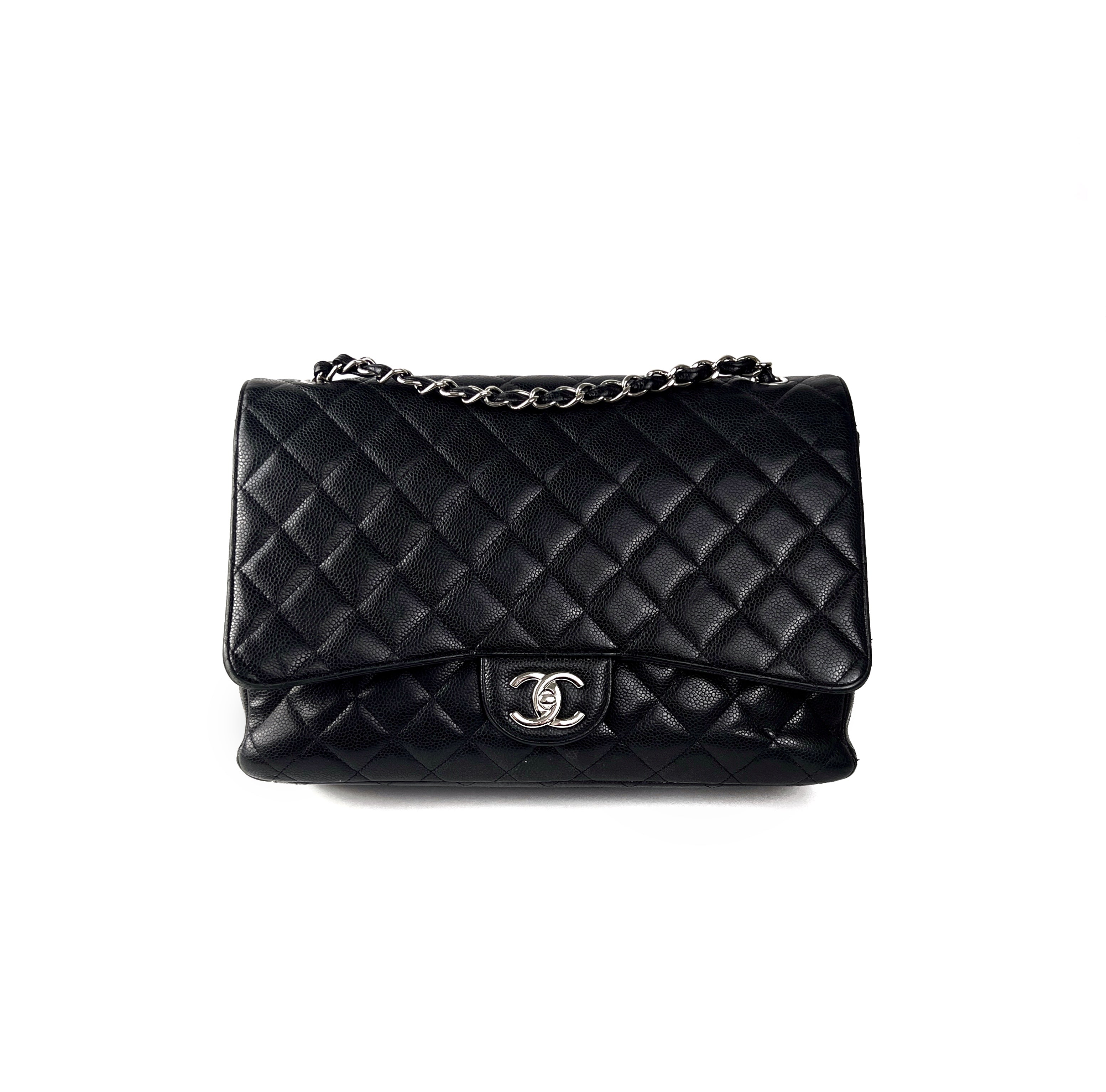 Chanel Quilted Caviar Maxi Black Leather Handbag - Luxury Designer Crossbody Bag for Women, Perfect for Work, Travel & Evening Events