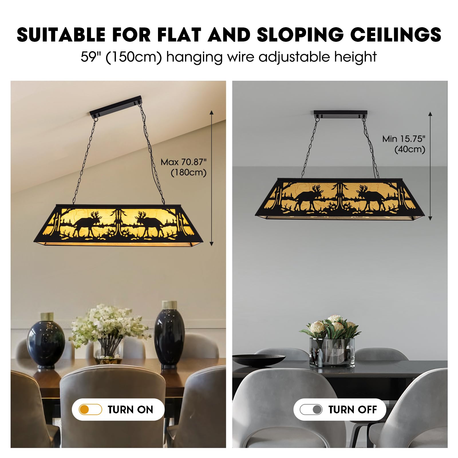 48-inch Tiffany Style Billiard Table Light - 4-Light Pool Table Chandelier for 7' & 8' Tables - Rustic Farmhouse Pendant Light for Game Rooms, Man Caves & Dining Areas - Perfect for Indoor Sports Bars, Basement Rec Rooms & Cabin Decor