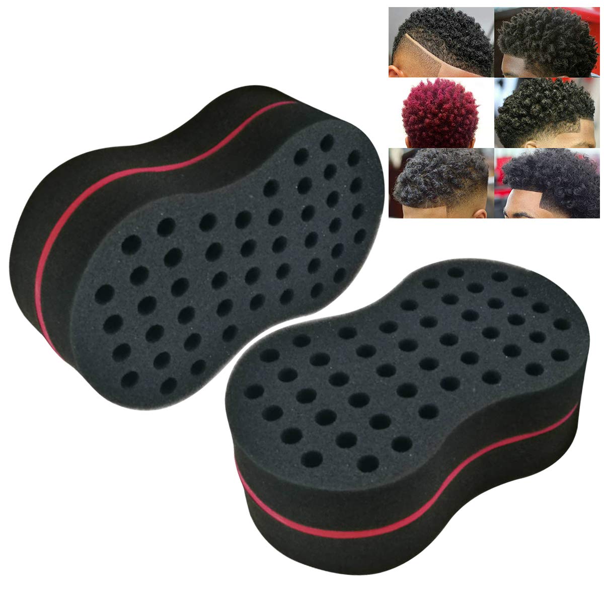 Ruiqas Double-Sided Hair Sponge Brush for Afro Curls & Waves - Small Hole Design for Twist & Coil Styling - Perfect for Men's & Women's Natural Hair Care & Daily Styling