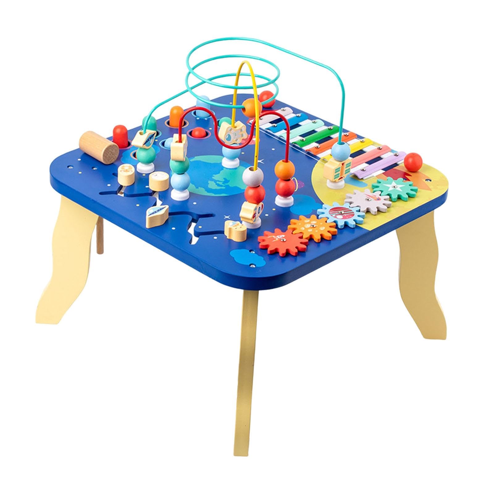 GaotKeut Wooden Activity Table - Montessori Sensory Toy with Bead Maze, Xylophone & Coordination Games for Toddlers & Kids (Boys & Girls) - Perfect for Early Learning, Playtime & Daycare Activities