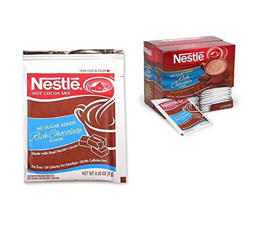 Nestle No Sugar Added Rich Chocolate Flavor Hot Cocoa Mix - 180 Packets (0.28 oz Each) | Sugar Free Cocoa Powder for Keto & Diabetic Diets | Perfect for Winter Warm Drinks, Baking & Gifts