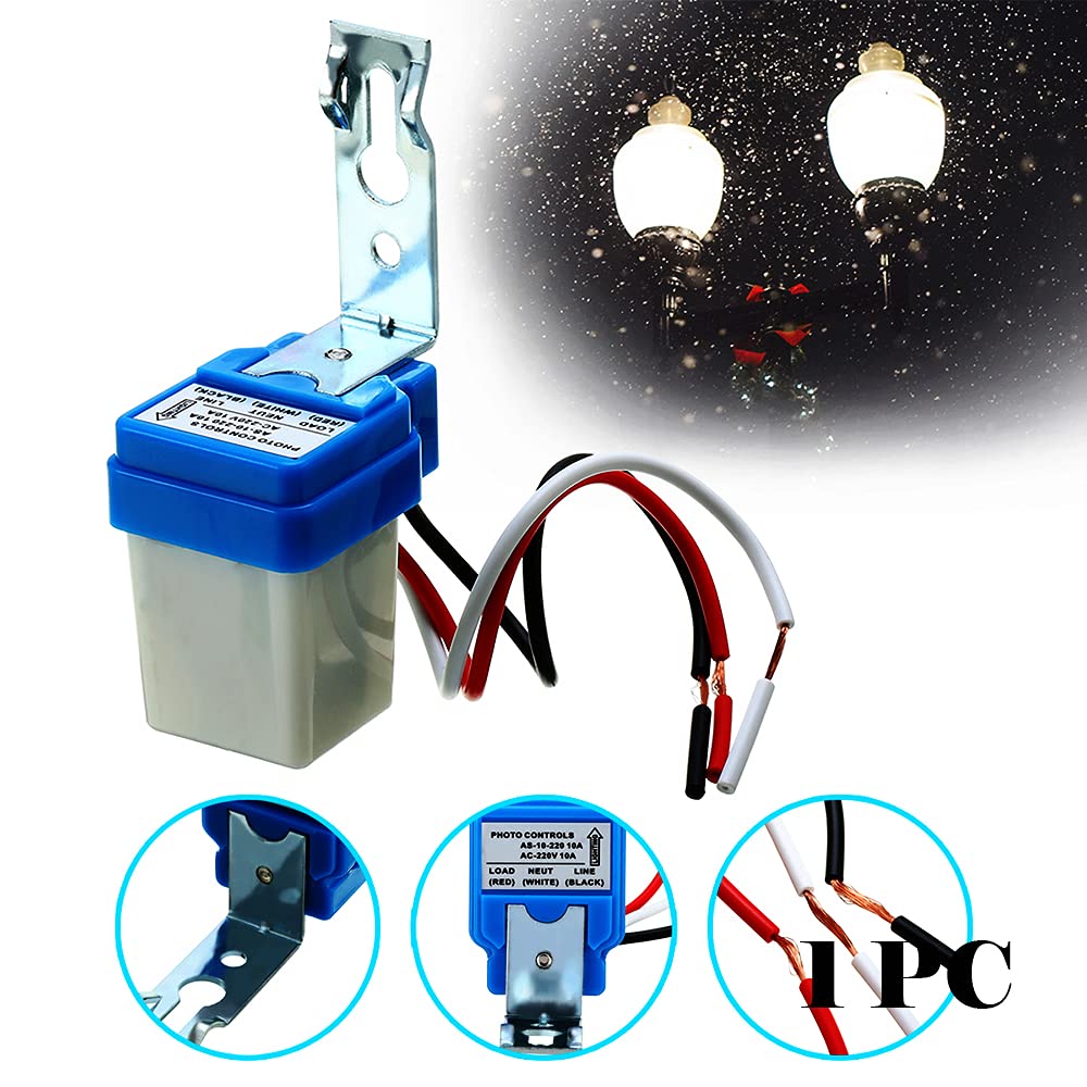 1Pcs AC/DC 12V 10A Automatic Photocell Street Light Switch with Auto On/Off - Waterproof & Dustproof Outdoor Light Sensor for Parking Lots, Gardens, Pathways
