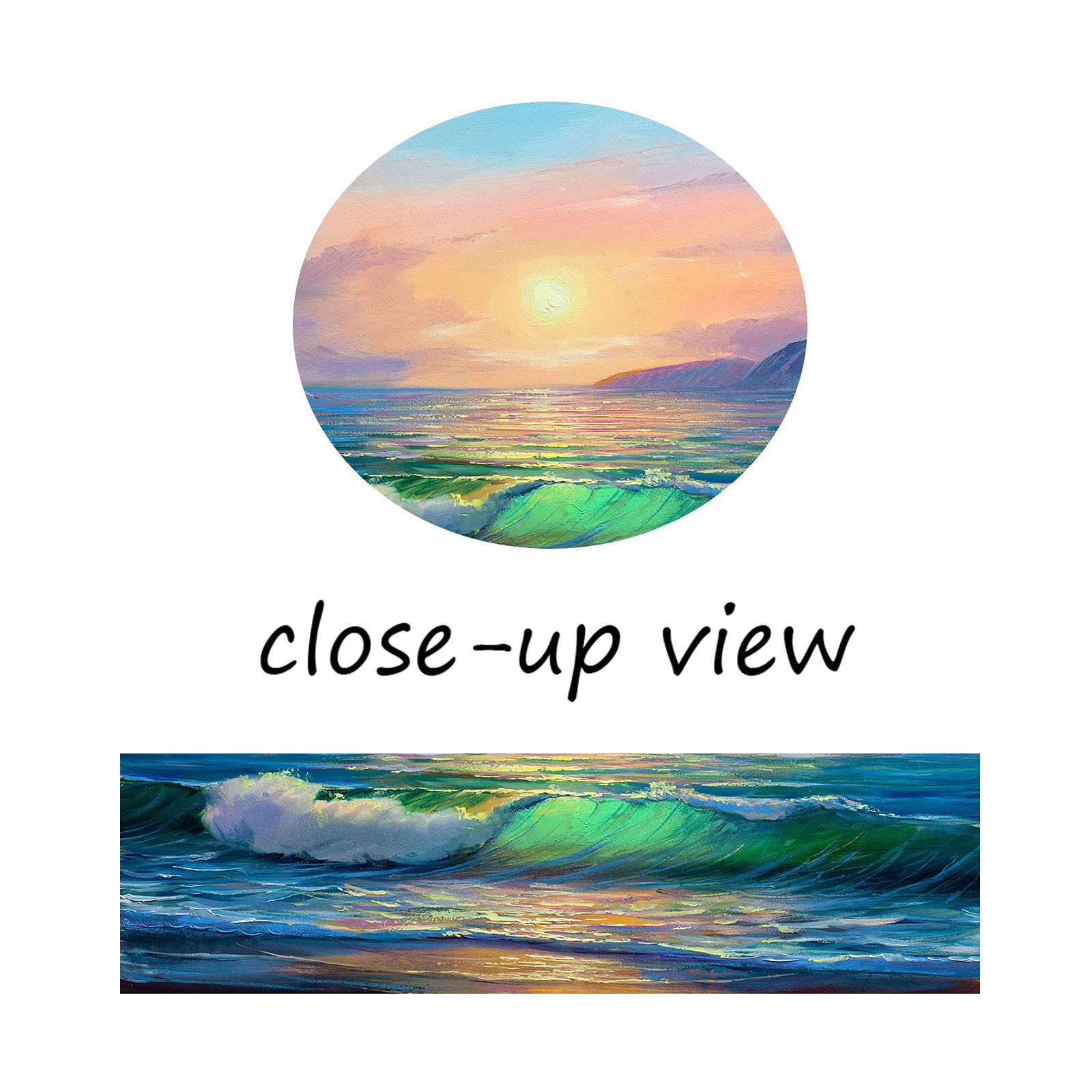Blue Sea Seascape Waves Canvas Wall Art - Stretched Framed Ocean Painting for Bathroom & Bedroom Decor - Ready to Hang Abstract Beach Artwork (28x40 Inches) - Perfect for Coastal Themed Living Rooms, Spa Bathrooms or Beach House Interiors