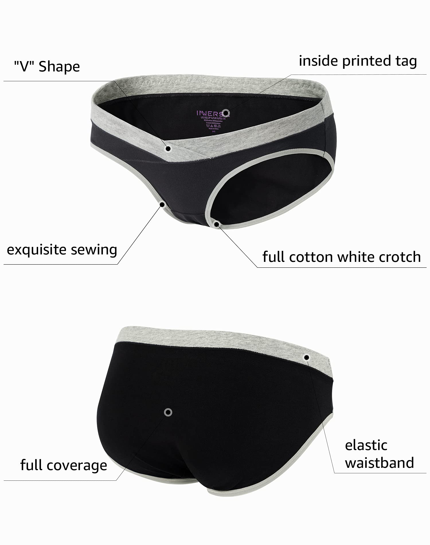 INNERSY Women's Maternity Underwear Cotton Plus Size Pregnancy Postpartum Panties 5 Pack - Soft Breathable Comfort for Expecting & New Moms - Perfect for Daily Wear, Hospital Stay & Recovery