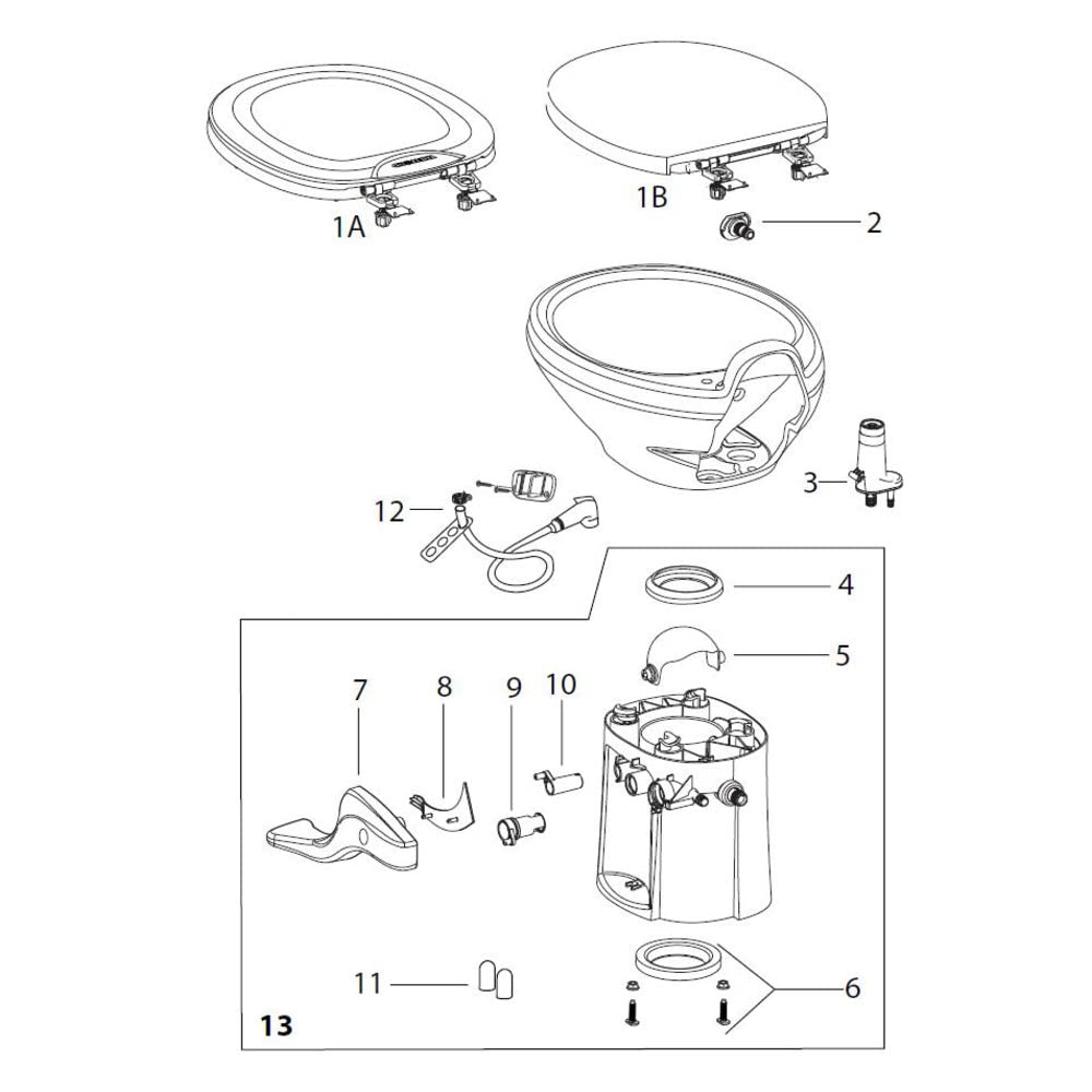 Thetford 42135 Portable Toilet Base Kit - White | Compact & Lightweight for Camping, RV, Boating & Outdoor Adventures