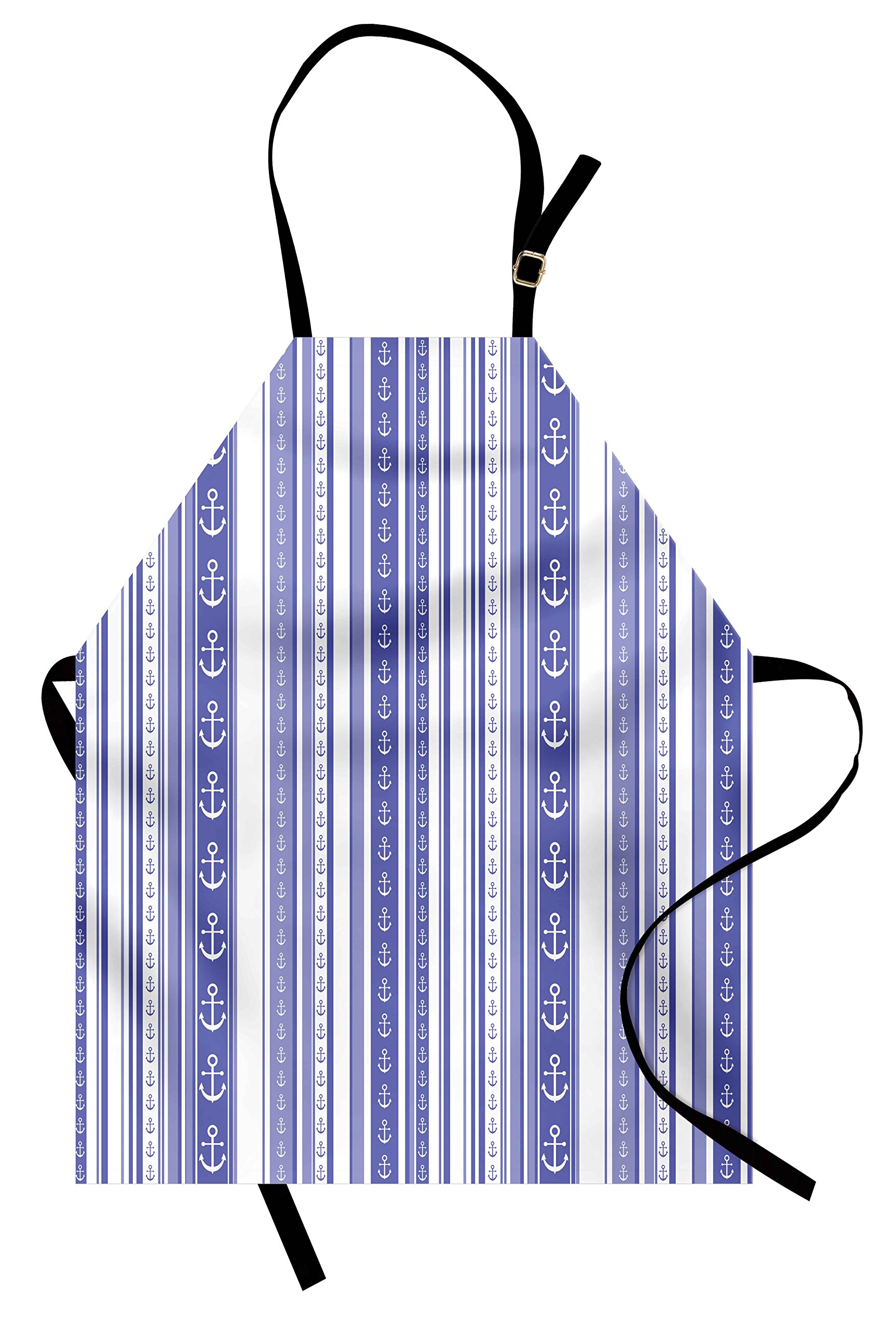 Ambesonne Striped Apron - Nautical Anchor & Tape Design Kitchen Bib with Adjustable Neck - Unisex Cooking Baking Gardening Apron - Perfect for Home Chefs, BBQ & Crafting - Lilac Purple