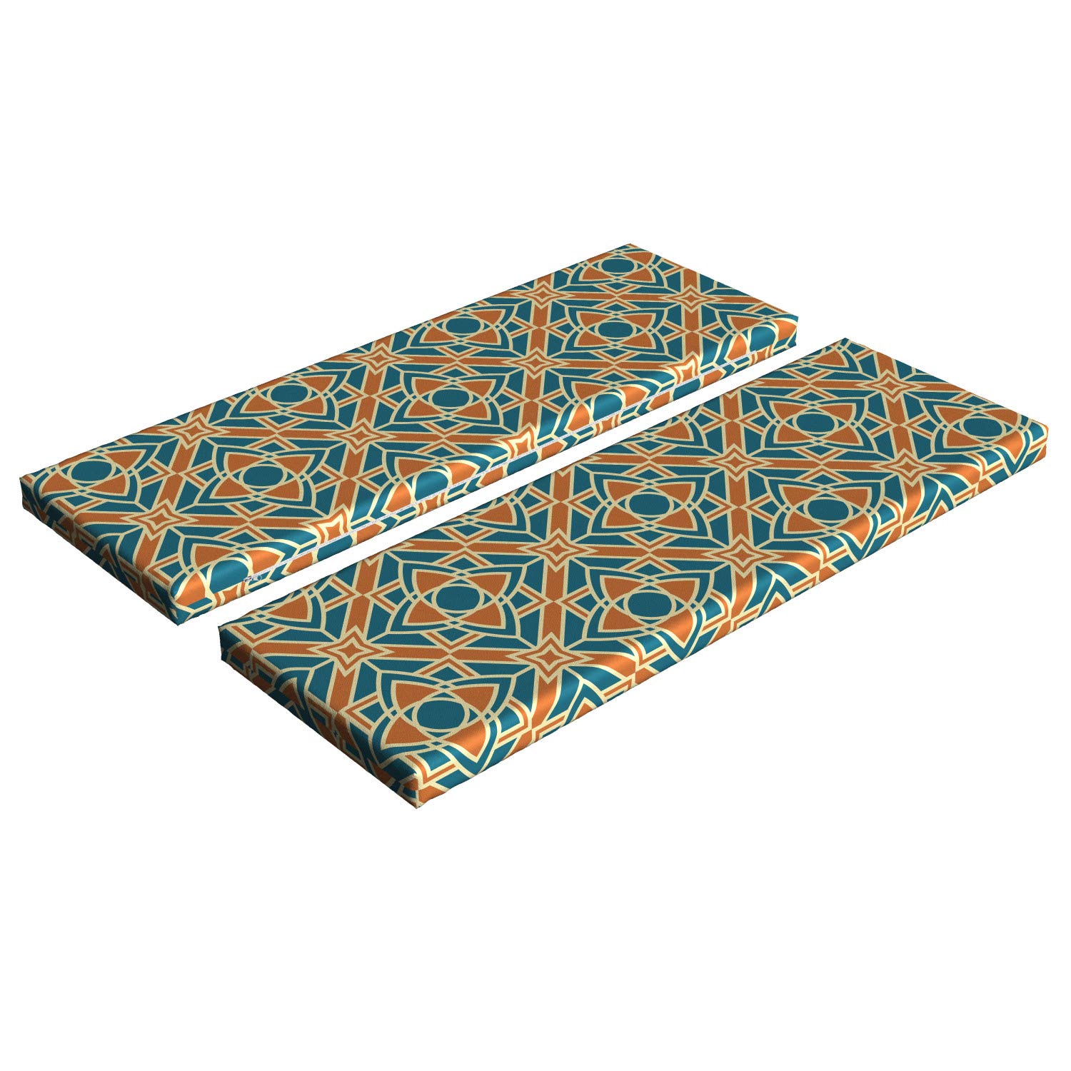 Ambesonne 2-Piece Flower Bench Cushion Set - Gardening & Plants Themed Mosaic Chevron Design, Standard Size 45