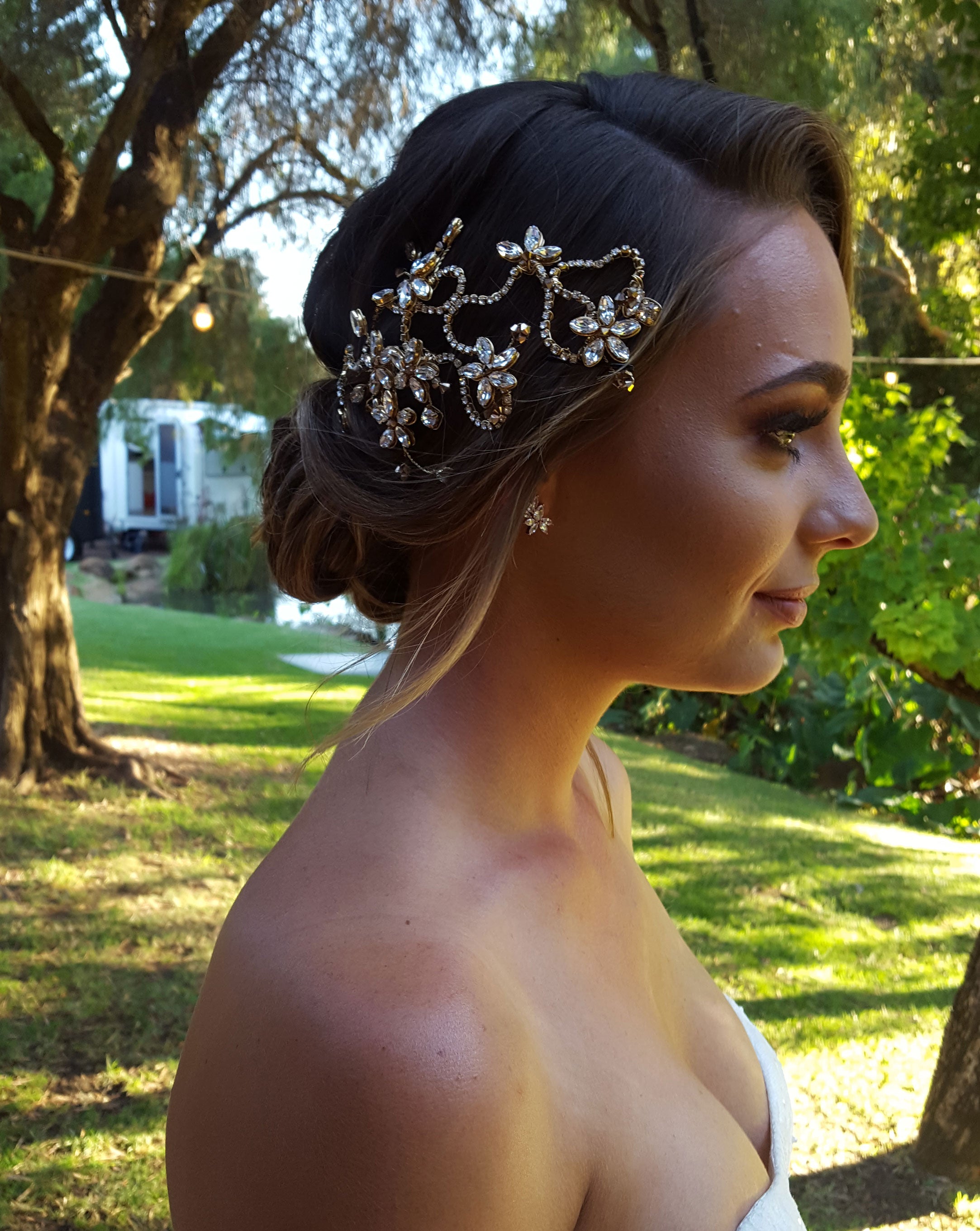 Elegant Crystal Flower Vine Bridal Headpiece - Gabriella by Kezani | Perfect for Weddings, Prom & Special Occasions