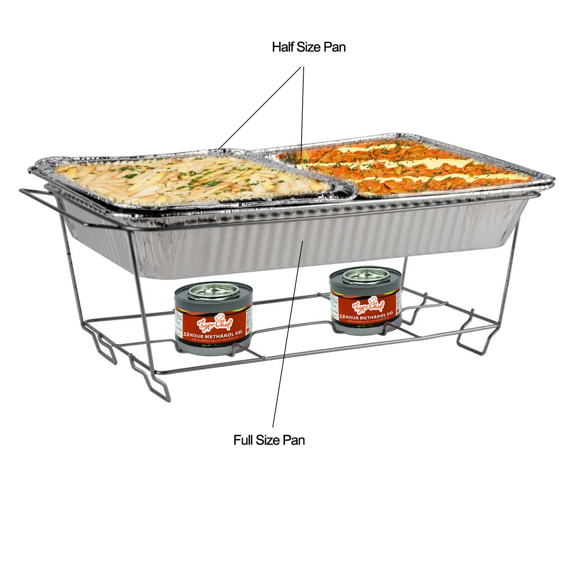 TigerChef 0026-CATERSET 12-Piece Catering Set with Chafer Pans & Disposable Utensils - Perfect for Parties, Events, Weddings, Birthdays, Holidays & Picnics - Includes Serving Spoons, Tongs & Dishes for Buffet Style Dining