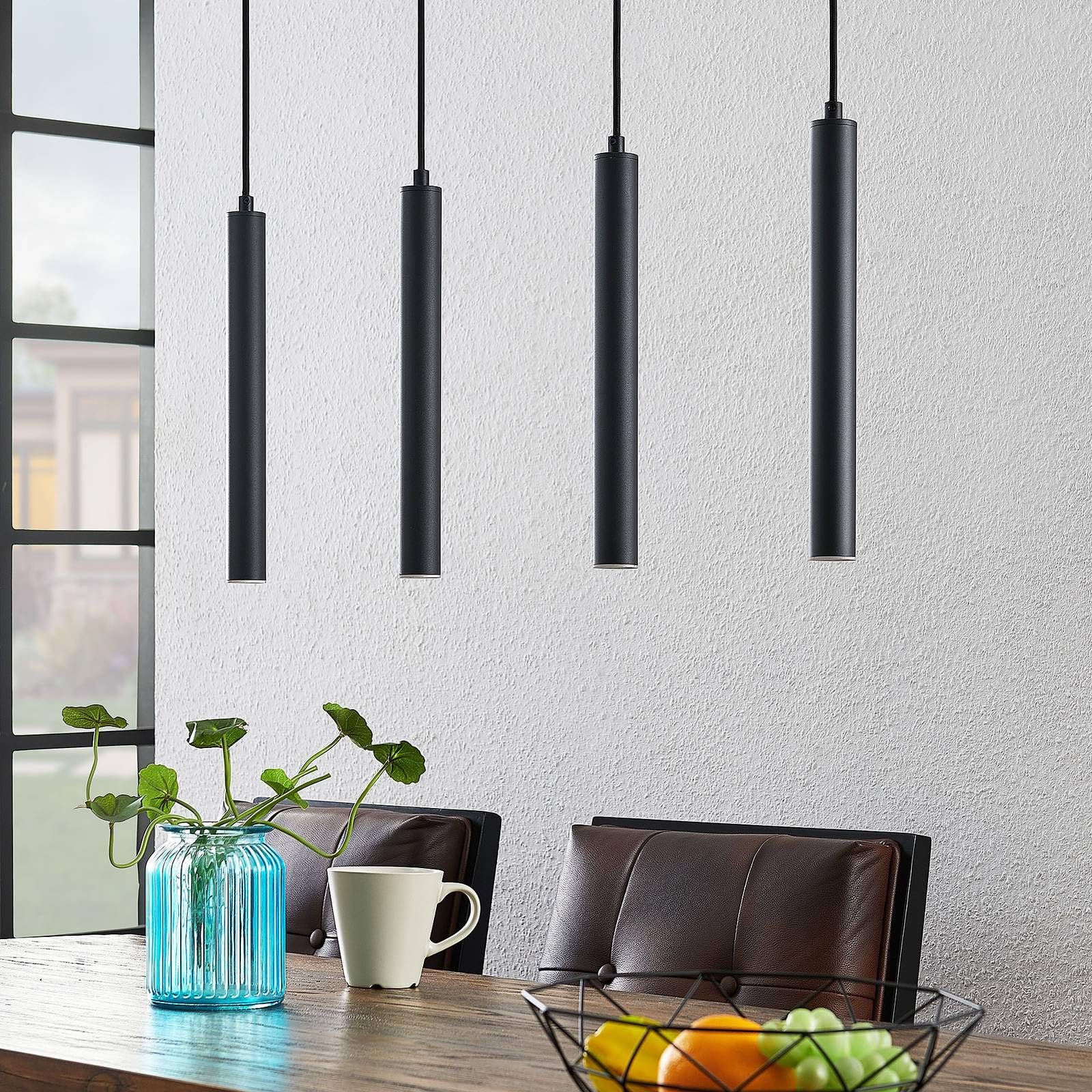Arcchio Kammeron Modern Black Metal Pendant Lamp - 4 Lights with Bulb Included | Hanging Ceiling Light for Living Room & Dining Room Decor