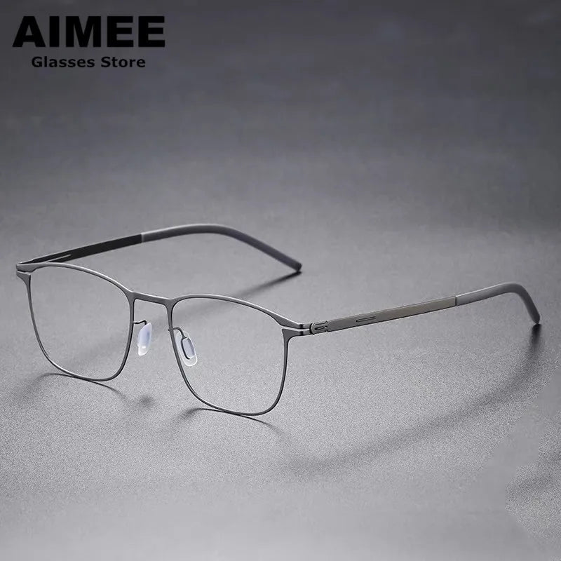 Aimee Unisex Full Rim Square Screwless Steel Eyeglasses Frame 61499 - Lightweight Durable Glasses for Men & Women - Perfect for Reading, Work, and Everyday Use
