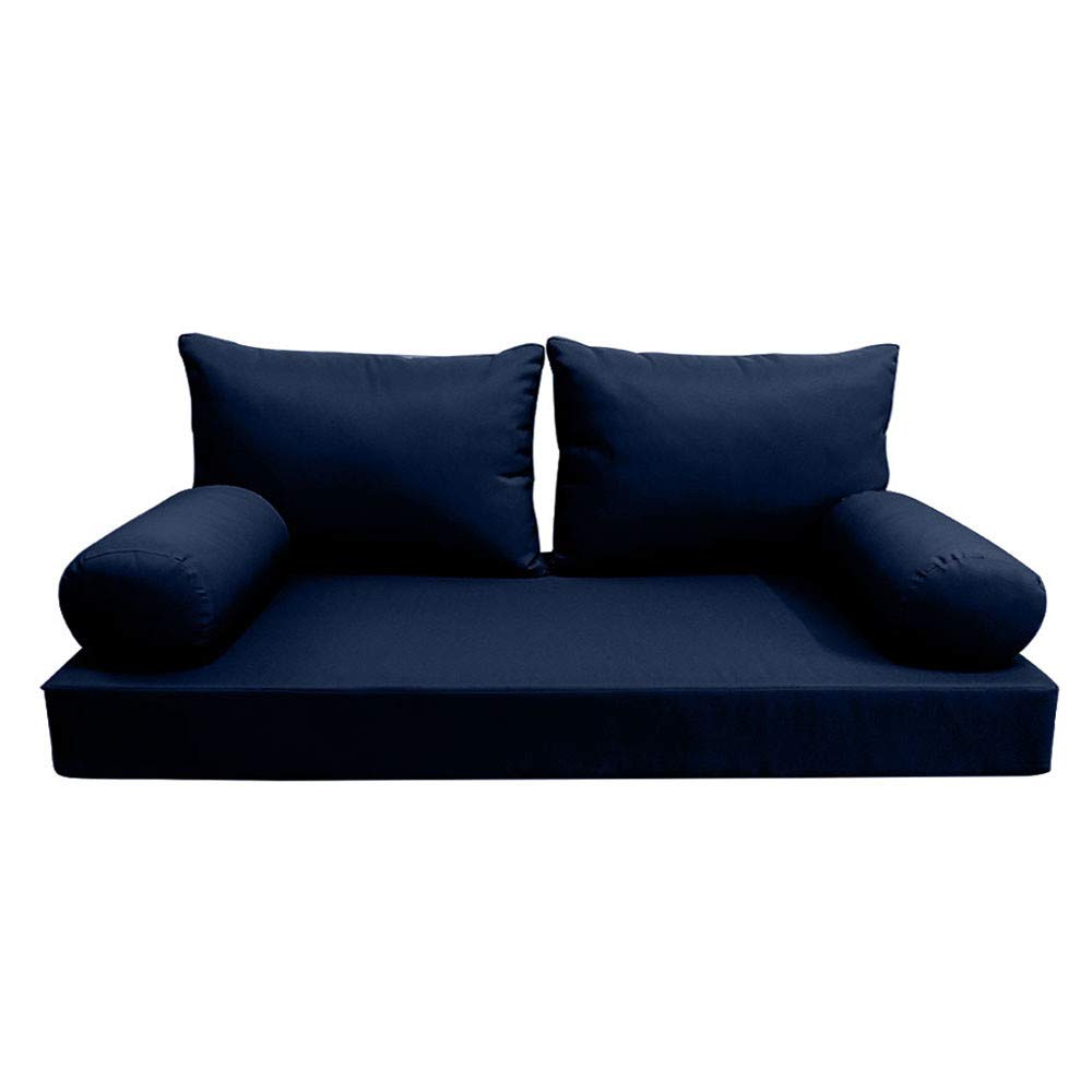 Style2 AD101 Full Size 5-Piece Knife Edge Outdoor Daybed Mattress Cushion Set with Bolster Pillows - Perfect for Patio, Poolside & Garden Lounging