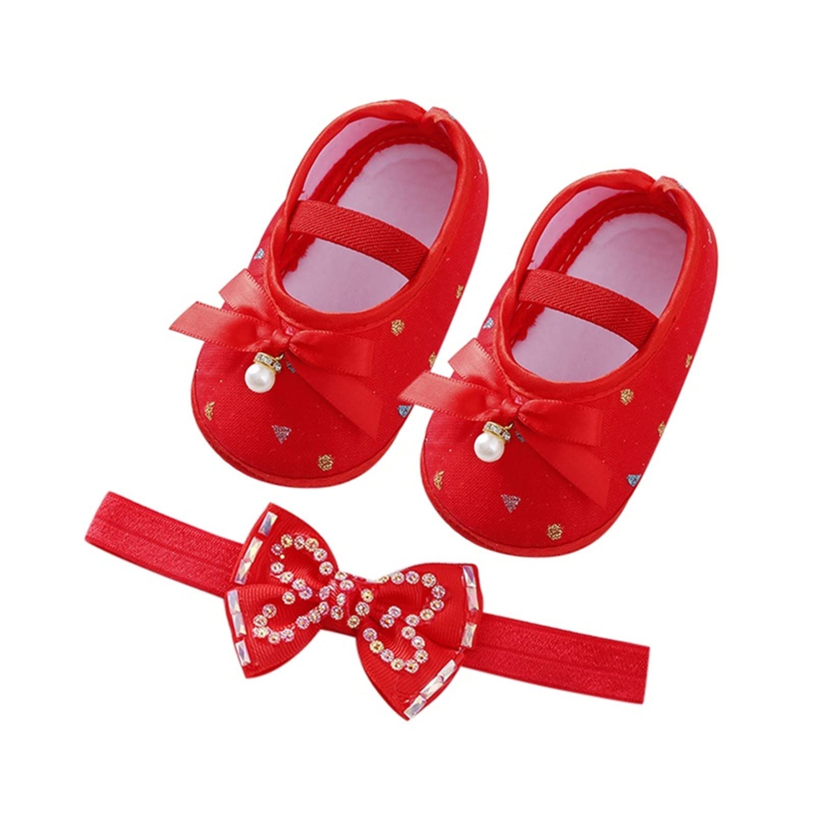 Princess Bow Pearl Baby Shoes - Soft First Walkers for Girls | Party & Dress Up