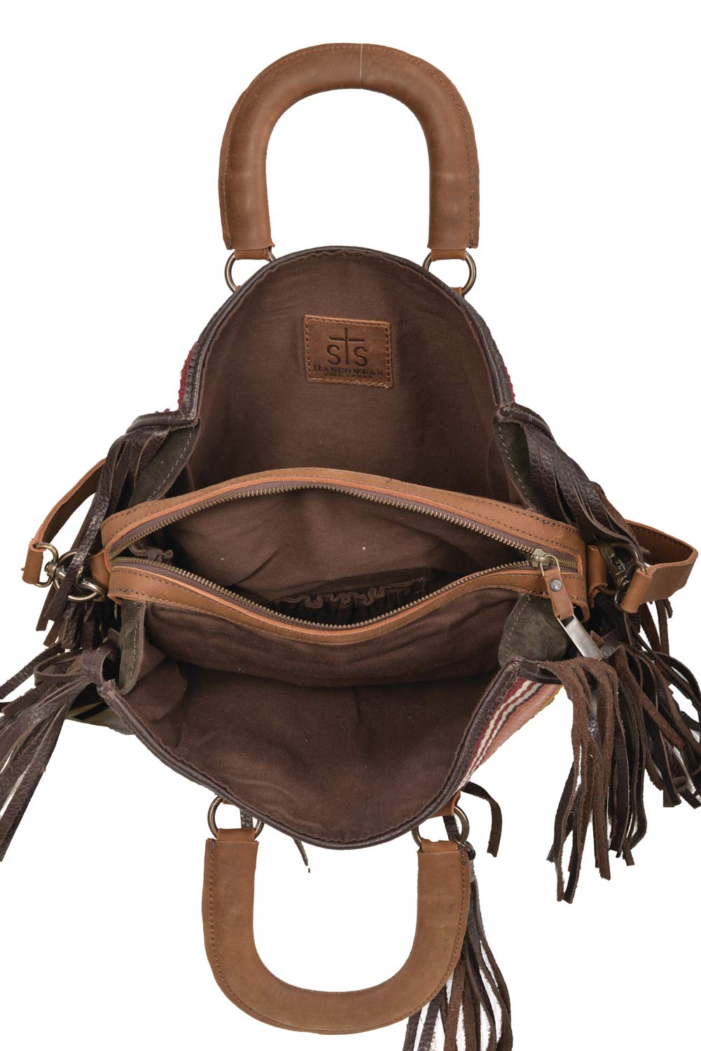 STS Ranchwear Buffalo Girl Serape Satchel - Maroon, Pink & Green Crossbody Bag for Women | Western Boho Purse for Everyday Use, Travel & Country Events