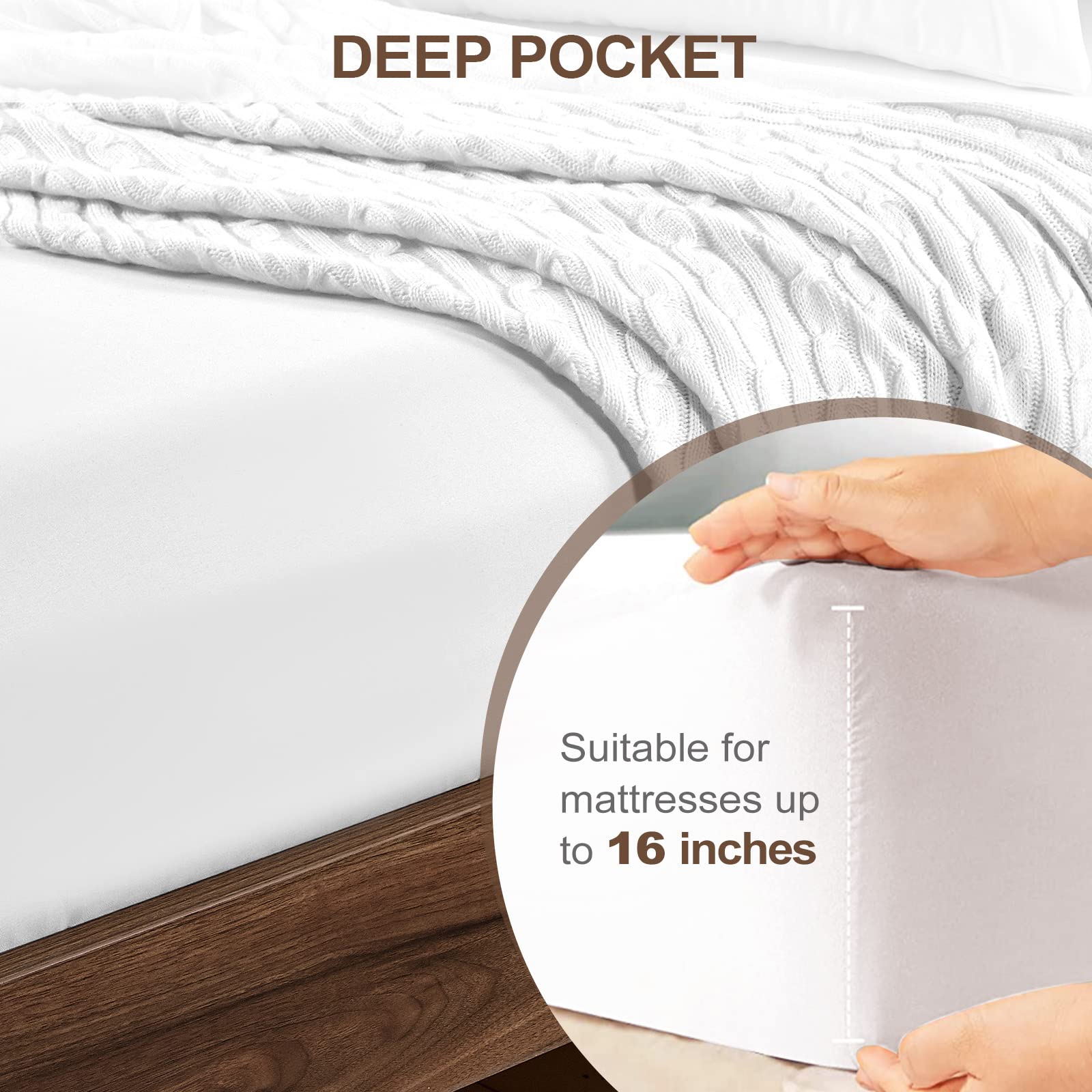 Premium King Size Fitted Sheet - Hotel Quality Ultra Soft Brushed Microfiber - Deep Pocket Cooling Bed Sheets for King Bed - Breathable & Wrinkle Resistant - Perfect for Master Bedroom, Guest Room & Vacation Homes (White)