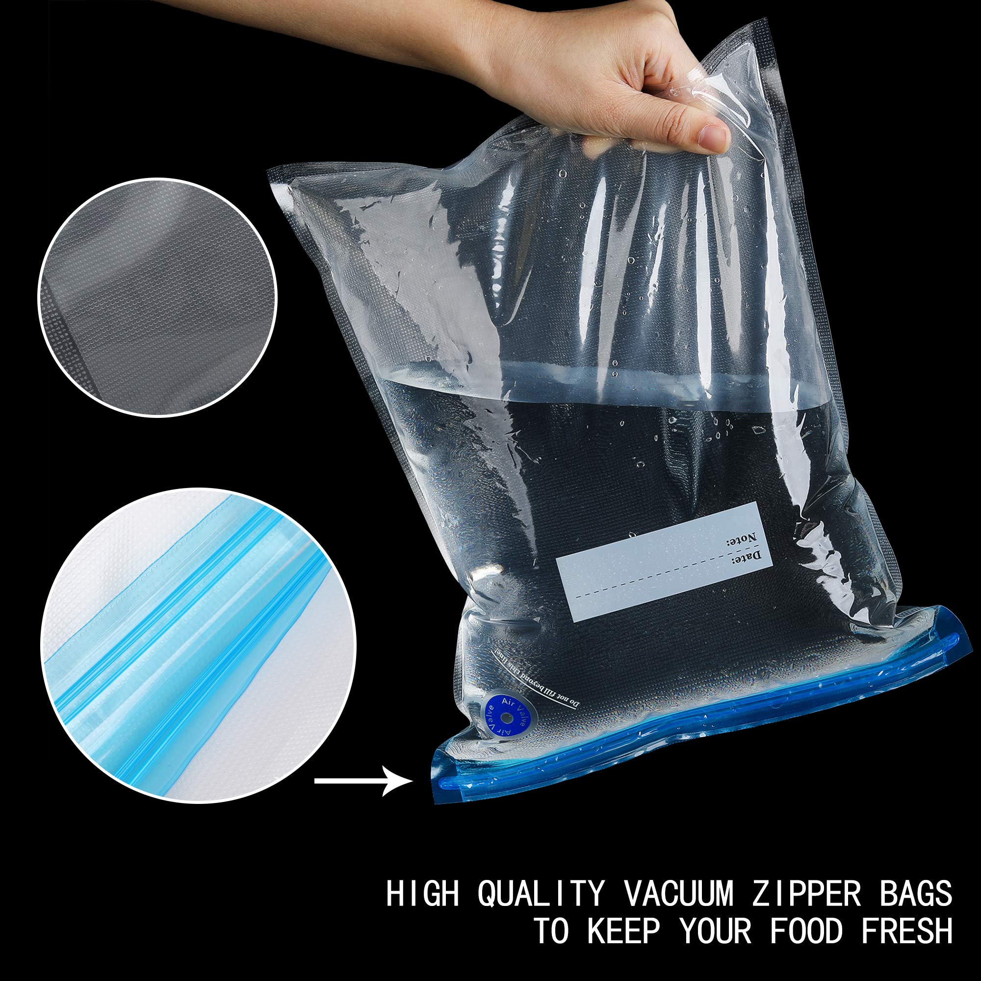 HESTIA 20-Pack Gallon Vacuum Storage Bags with Zipper - Clear Blue Plastic Food Saver Bags for Vacuum Sealer | Perfect for Meal Prep, Sous Vide & Long-Term Food Preservation
