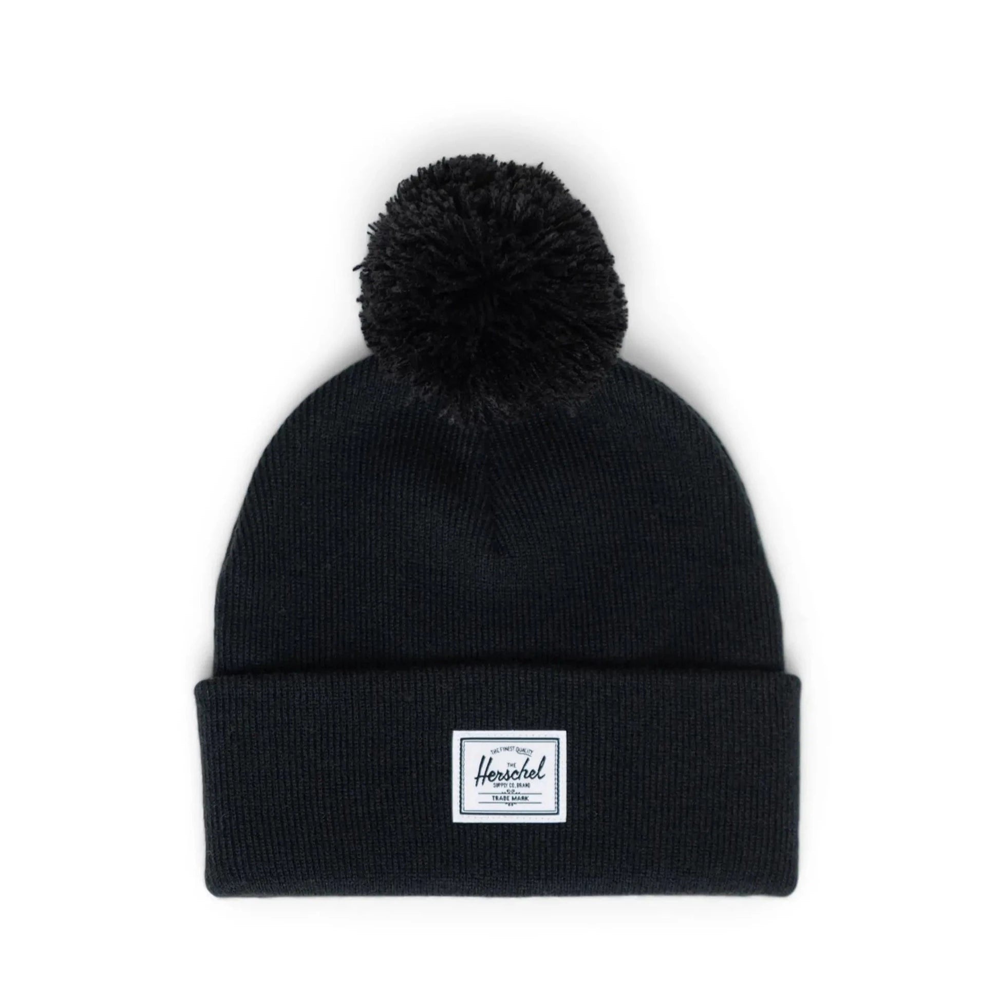 Herschel Black Elmer Pom Beanie - Warm Winter Hat for Men & Women - Perfect for Skiing, Snowboarding & Outdoor Activities