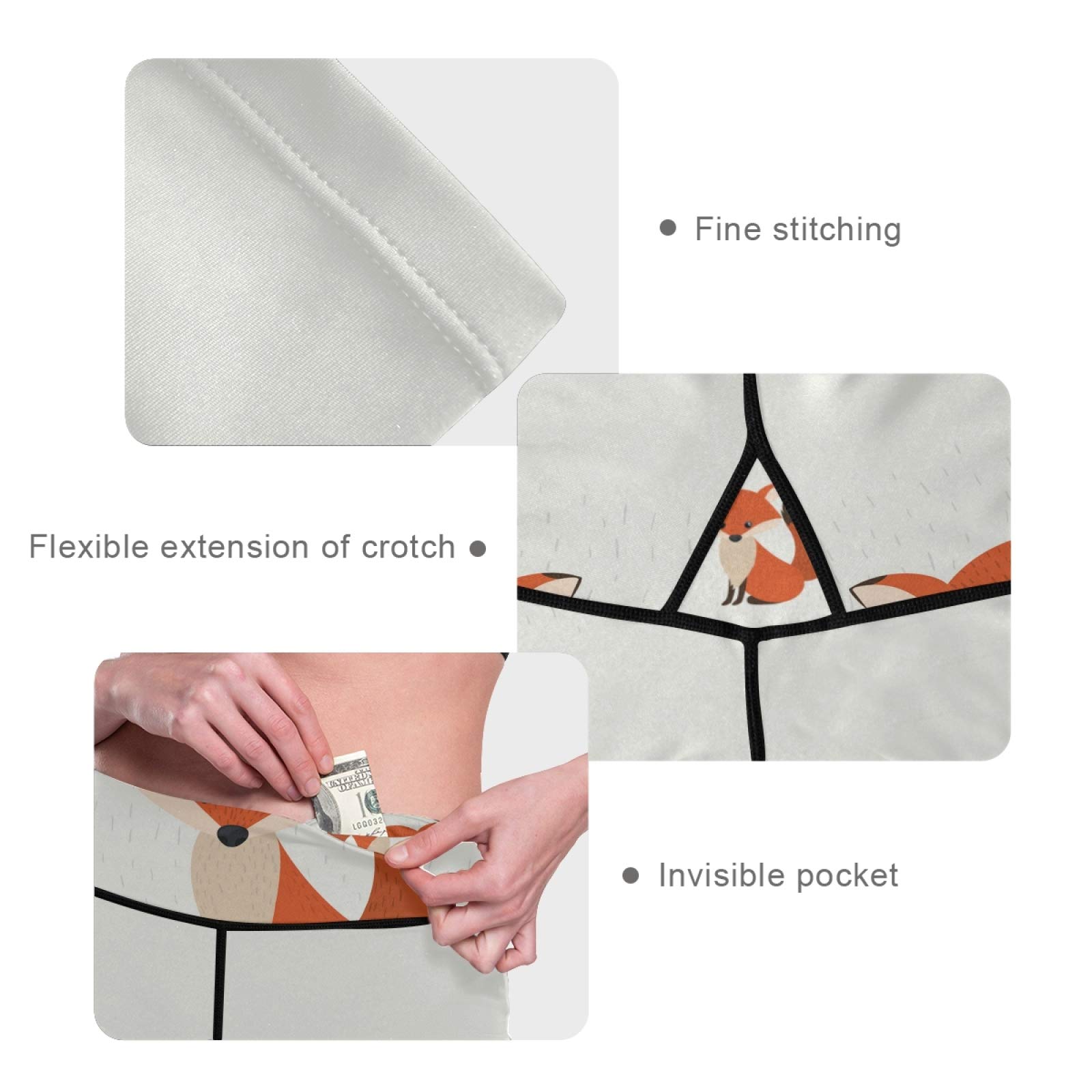 Orange Foxes Print High Waist Yoga Pants for Women - Tummy Control Workout Leggings with Hidden Pockets - Stretchy Athletic Tights for Running, Gym & Lounge (Medium) - Perfect for Yoga, Pilates & Casual Wear