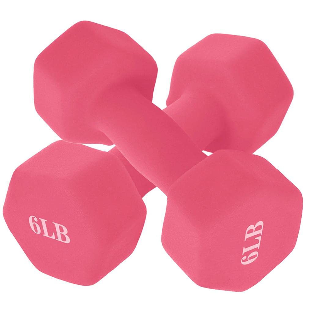 6-Pound Pink Neoprene Coated Dumbbell Set - Perfect for Home Workouts, Strength Training & Fitness Enthusiasts