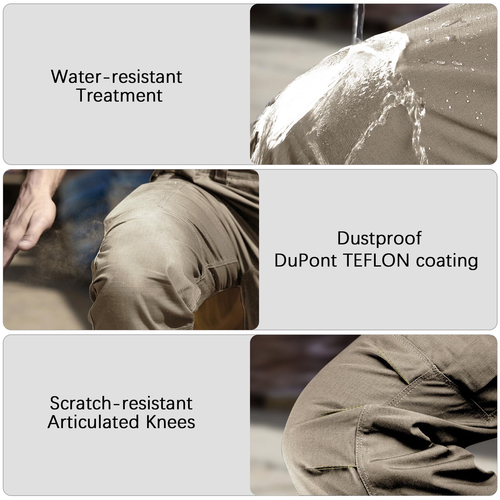FREE SOLDIER Men's Tactical Cargo Pants - Water Resistant Ripstop Work Pants for Outdoor Hiking, Camping & Military Use - Lightweight Durable Men's Outdoor Adventure Pants