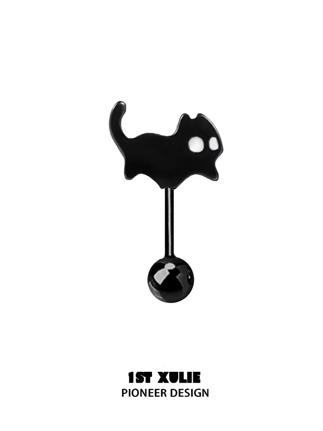 Ghost Black Cat S925 Sterling Silver Handmade Epoxy Coating Stud Earrings for Women - Perfect for Halloween, Gothic Fashion & Everyday Wear