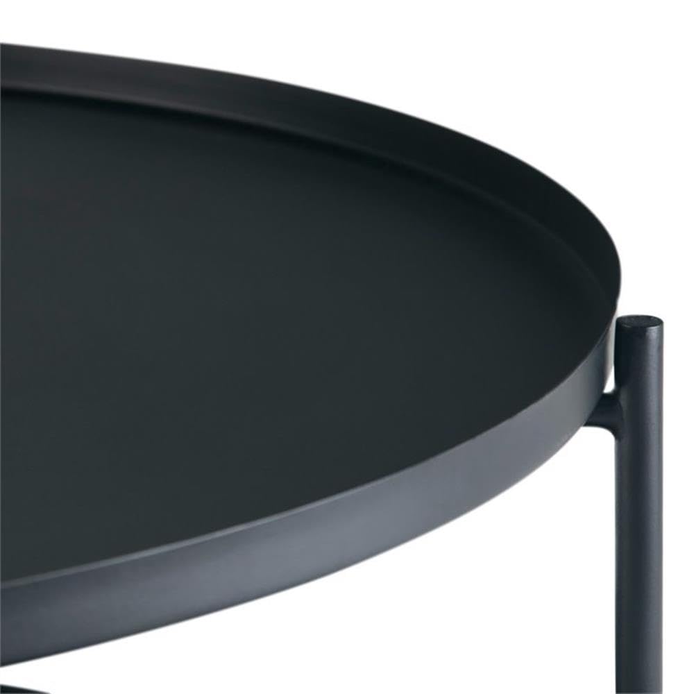 Trent Home Industrial 32 Inch Black Metal Coffee Table - Modern Living Room Furniture for Small Spaces, Apartments & Offices