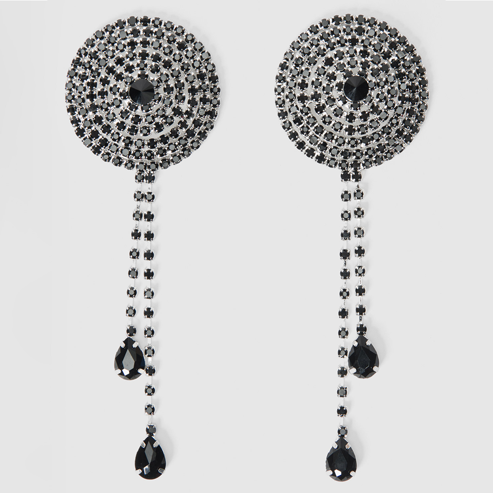 Sparkling Rhinestone Cone & Dangle Nipple Pasties - Glamorous Body Jewelry for Burlesque, Bachelorette Parties & Sensual Performances