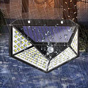 100 LED Solar Motion Sensor Light - 4-Side Bright Security Lamp with Dim Mode for Home & Outdoor Pathways | Wireless Solar-Powered Motion-Activated Light for Gardens, Patios, Driveways & Backyards