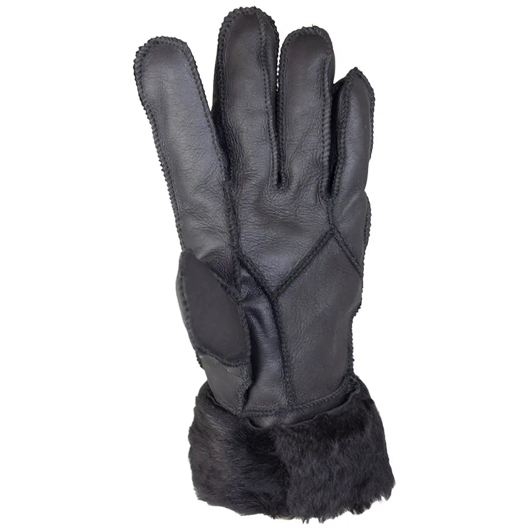BOL Women's Black Hand-Stitched Merino Sheepskin Leather Gloves - Winter Warm Gloves for Driving, Skiing & Outdoor Activities