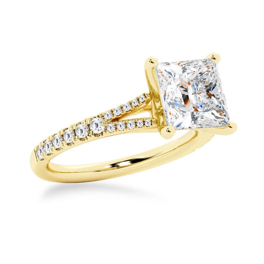 Princess Cut Split Shank Moissanite Engagement & Wedding Ring Set for Couples - Men's Matching Band - Perfect for Proposals, Anniversaries & Romantic Occasions