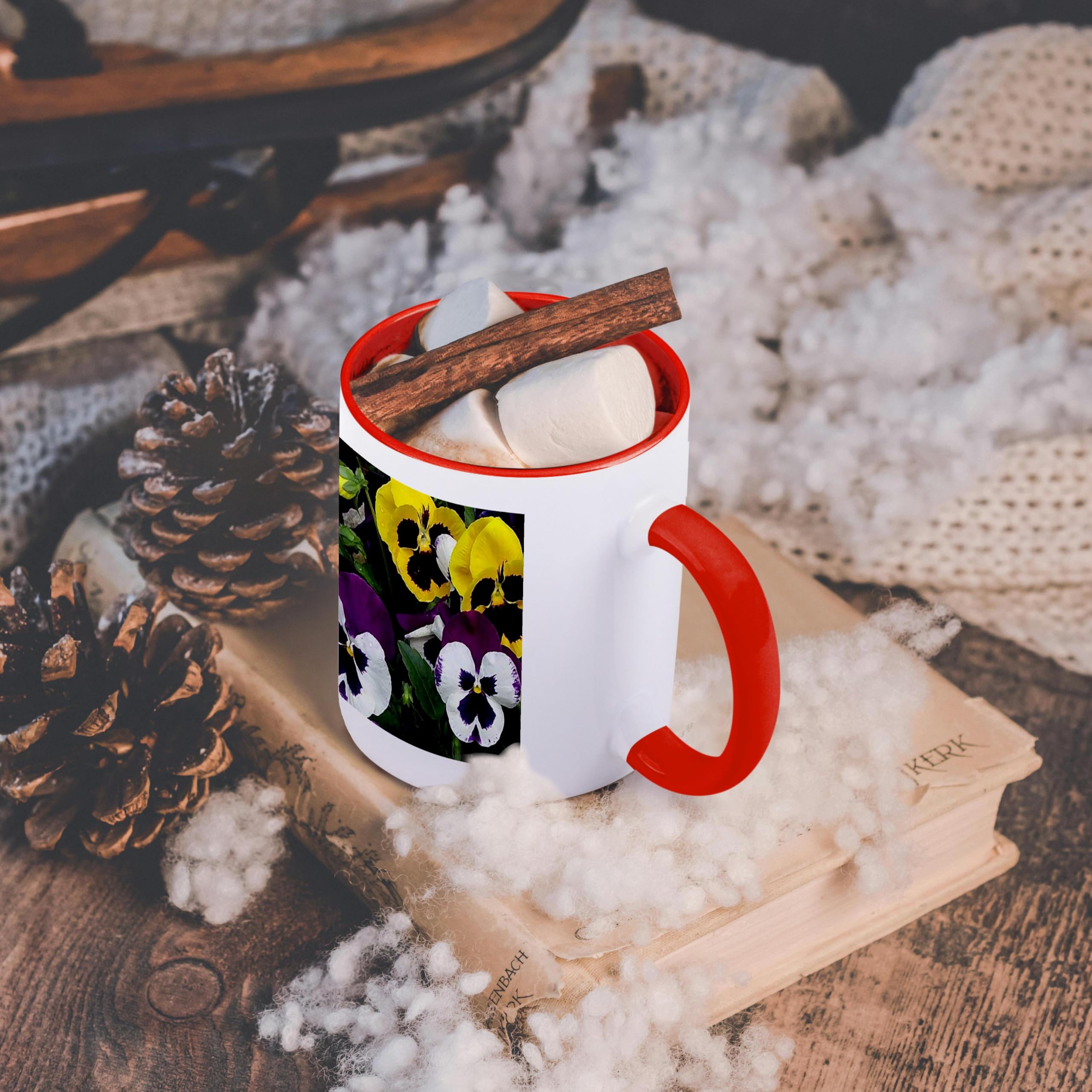 3D Printed Pansy Flower Mug - Ceramic Coffee Cup with Vibrant Floral Design - Perfect for Tea, Coffee & Gifts (mug_3142_5) - Ideal for Home, Office & Mother's Day Presents