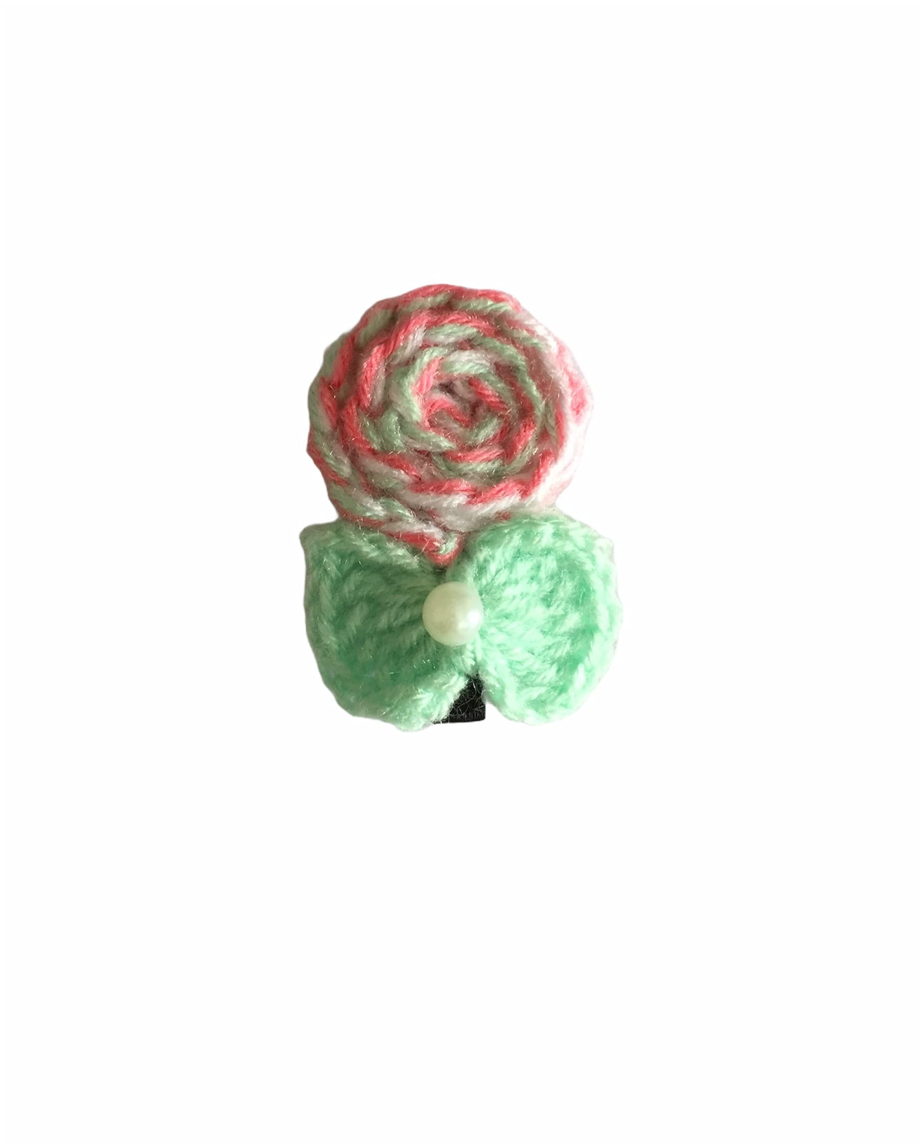 Handmade Crochet Peach and Green Candy Hair Clips for Girls - Pack of 2 | Cute Hair Accessories for Kids, Parties, and Everyday Wear