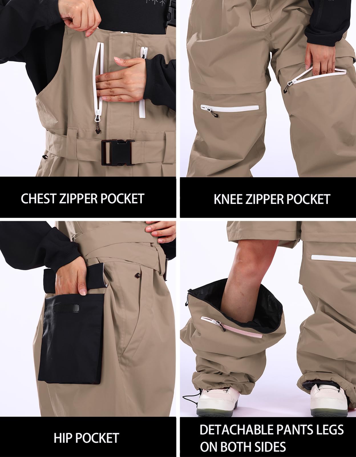 **Unisex Waterproof Windproof Insulated Snowboard Bib Overalls - Loose Fit Ski Pants for Men & Women - Perfect for Winter Sports & Snowboarding**