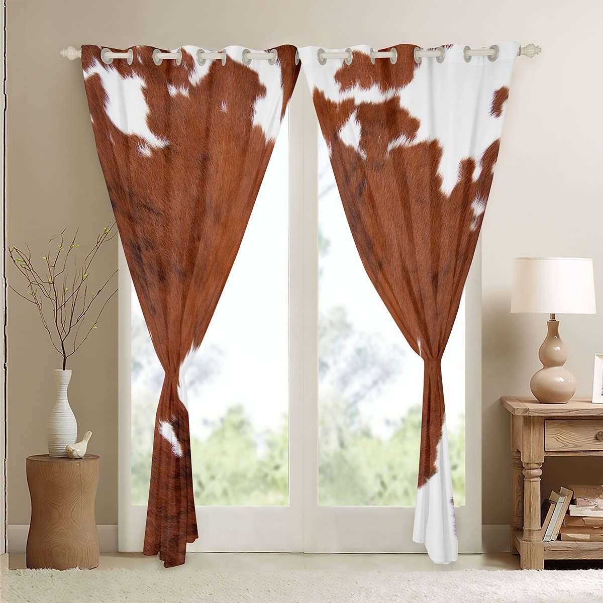Brown Cowhide Print Curtains 52