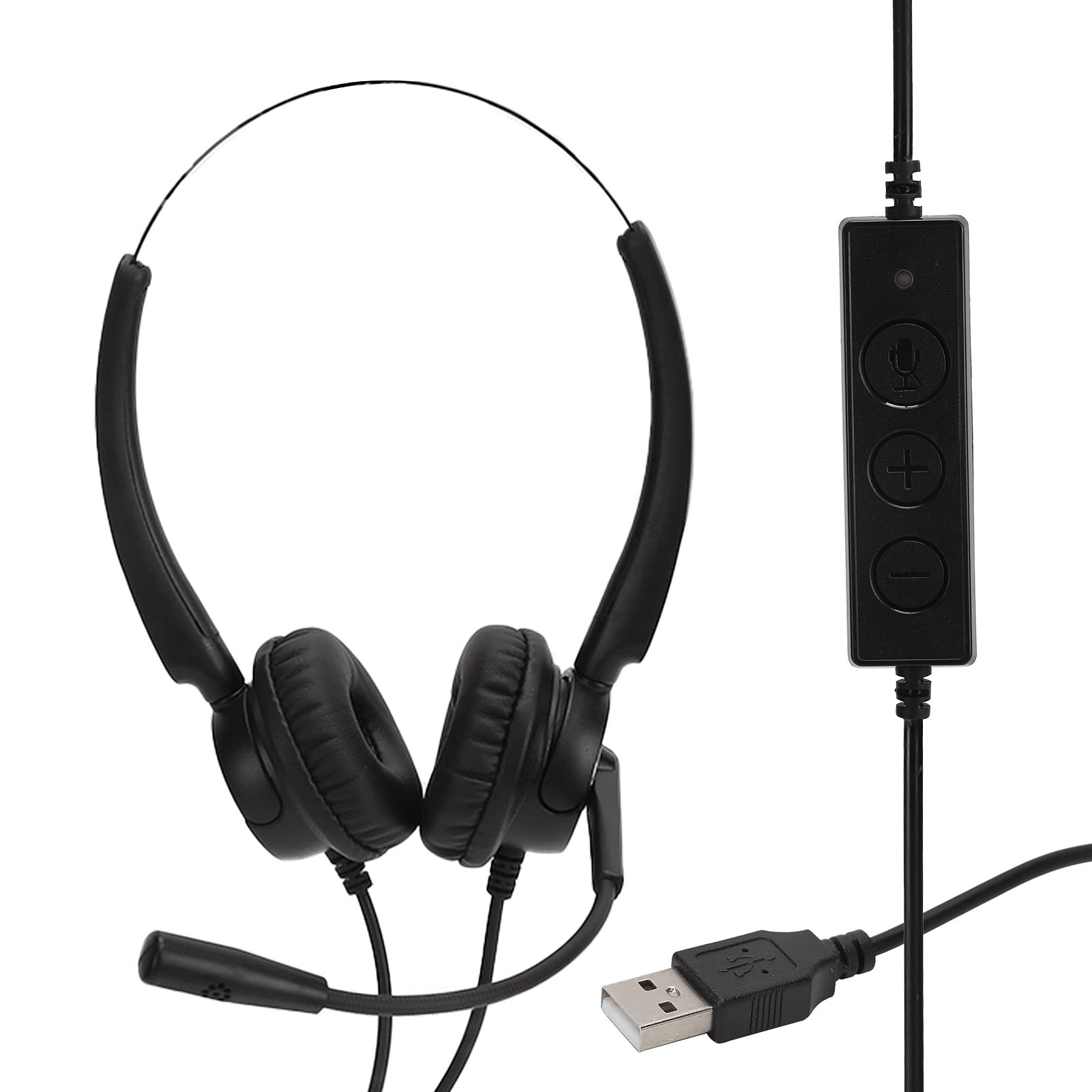 Faceuer USB Headset with Noise Canceling Mic - Plug & Play Computer Headset for Conference Calls, Webinars, Online Classes & Call Centers | Durable Black Design for Office, Remote Work & Gaming