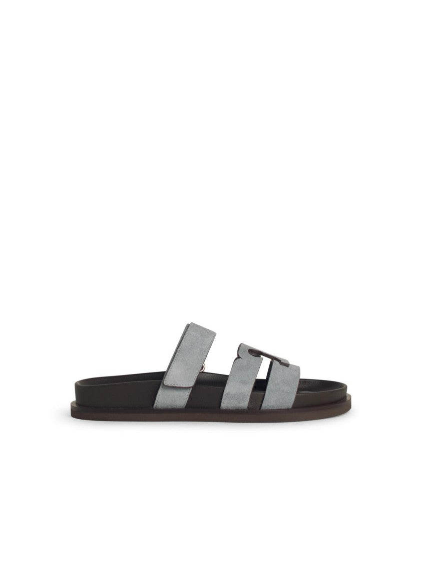 Ines Women's Blue Leather Slippers - Comfortable House Shoes for Indoor Relaxation & Lounging at Home